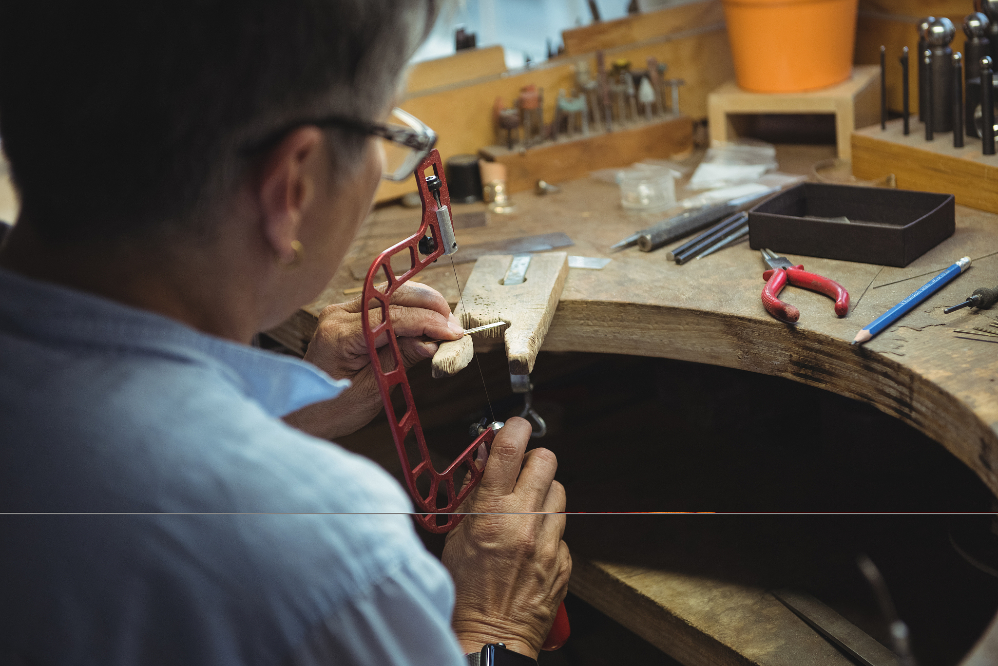 craftswoman working in workshop