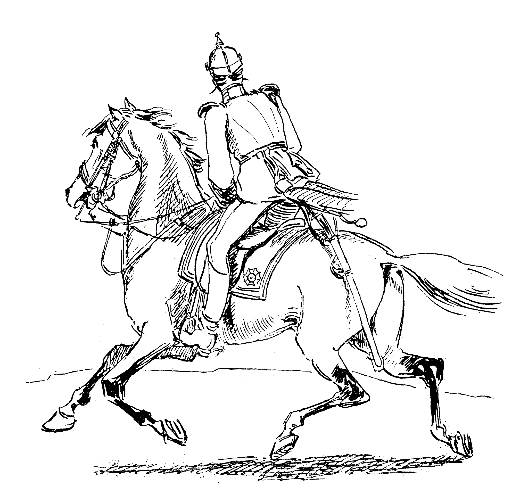 soldier riding, side view