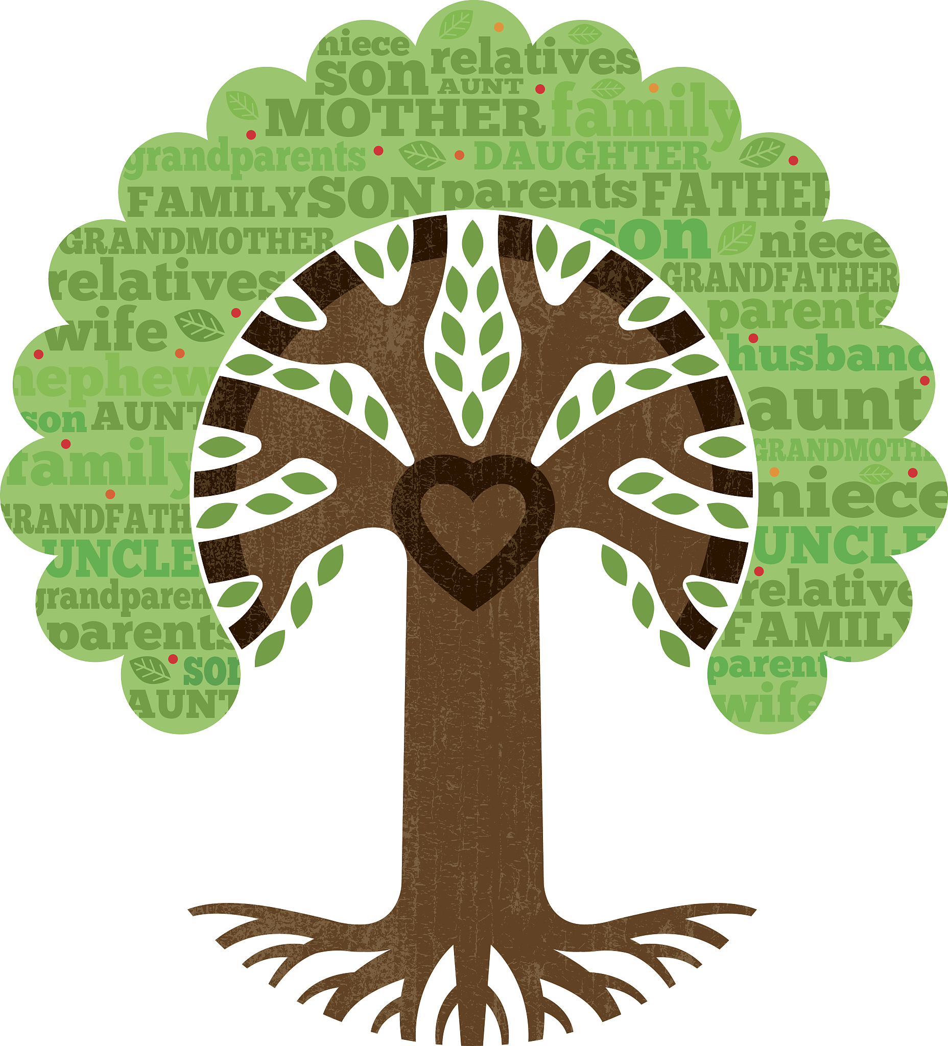 simple family heart tree illustration