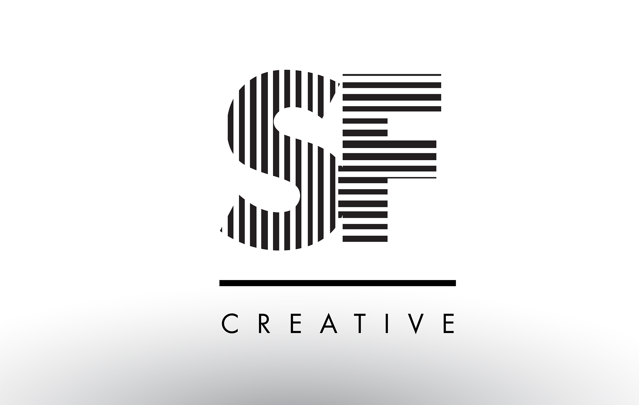 sf s f black and white lines letter logo design