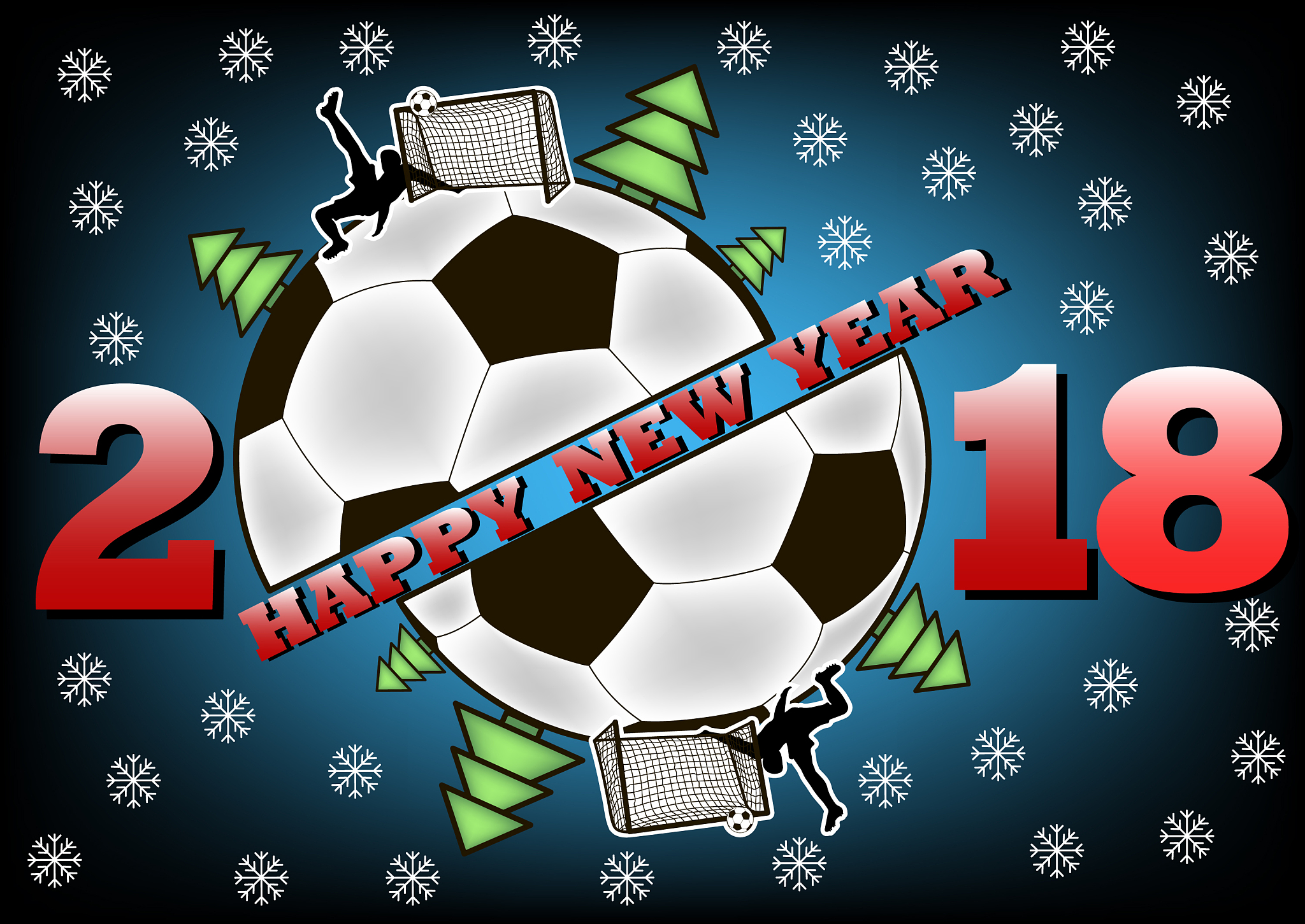 happy new year and soccer ball