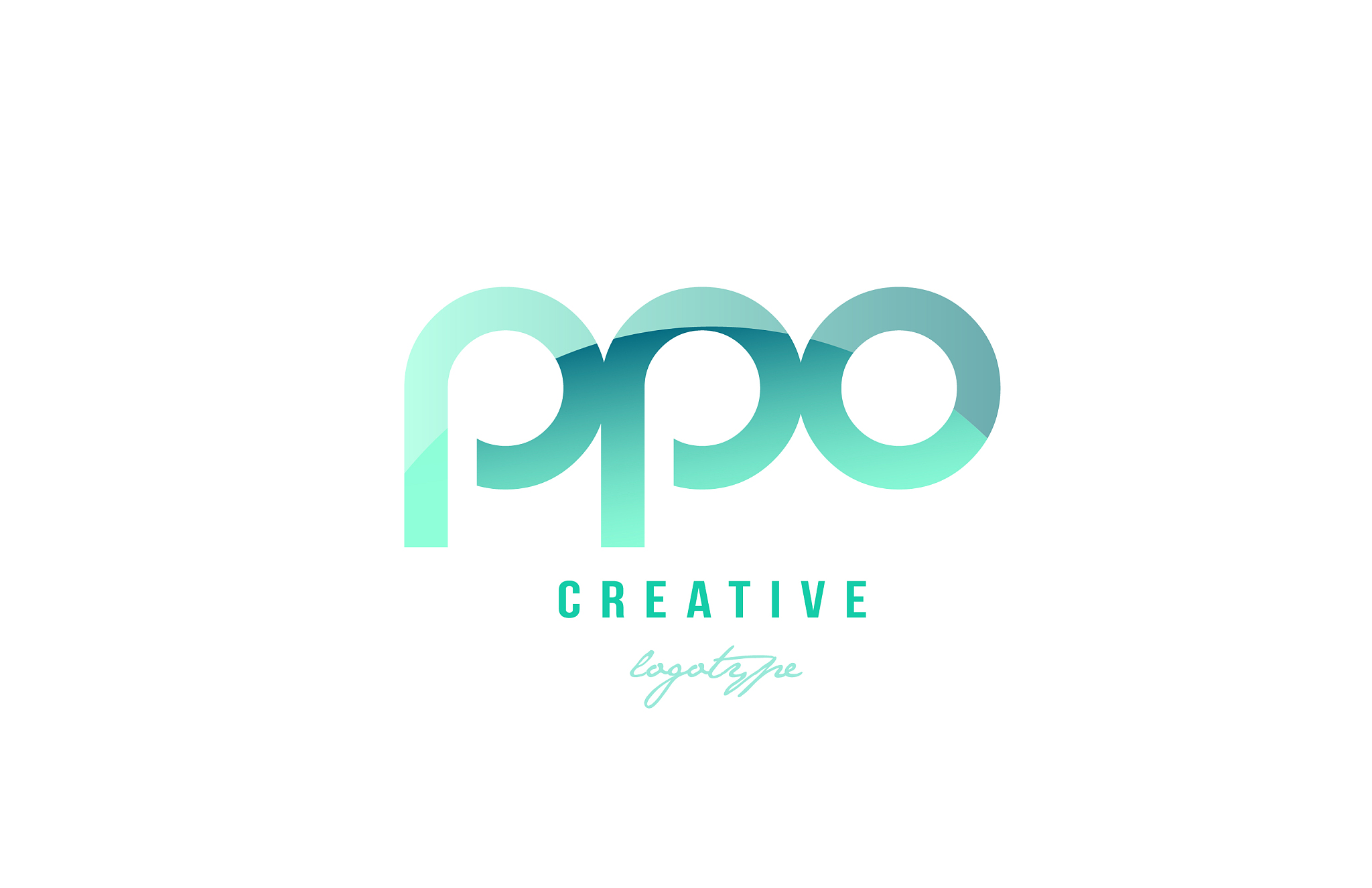 green gradient pastel modern ppo p p o alphabet