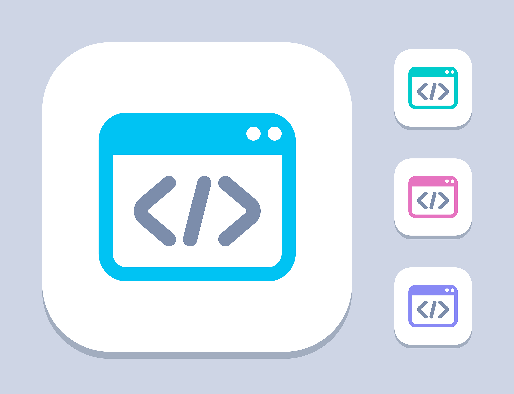 code in window - bright icons