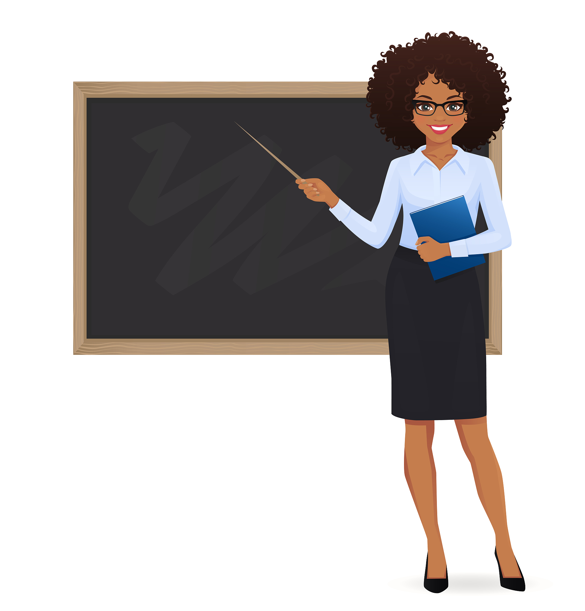 teacher at blackboard