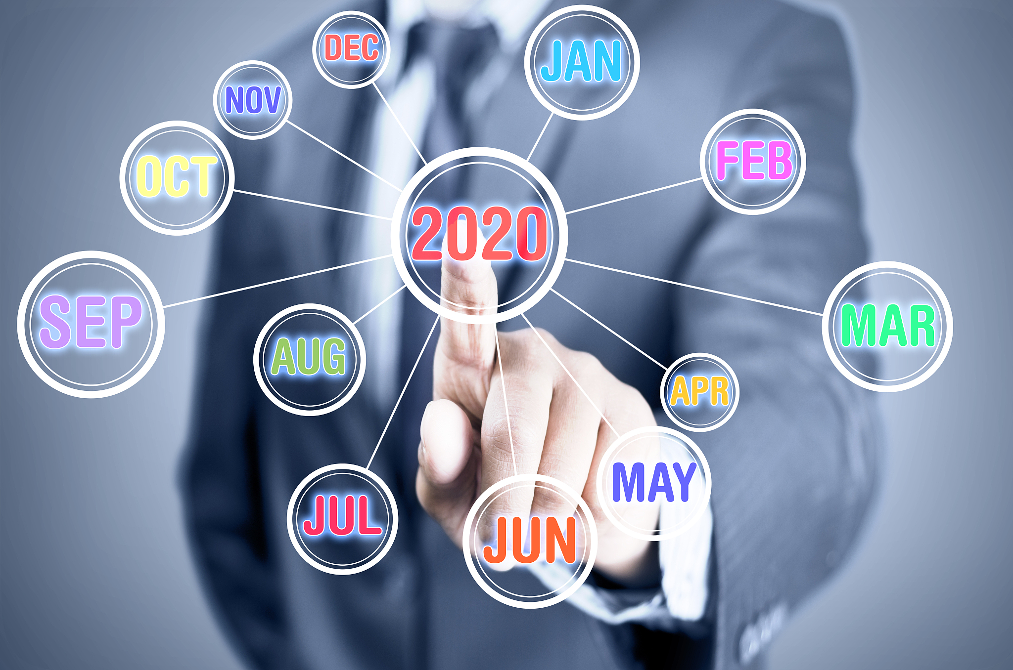 new year 2020 with months