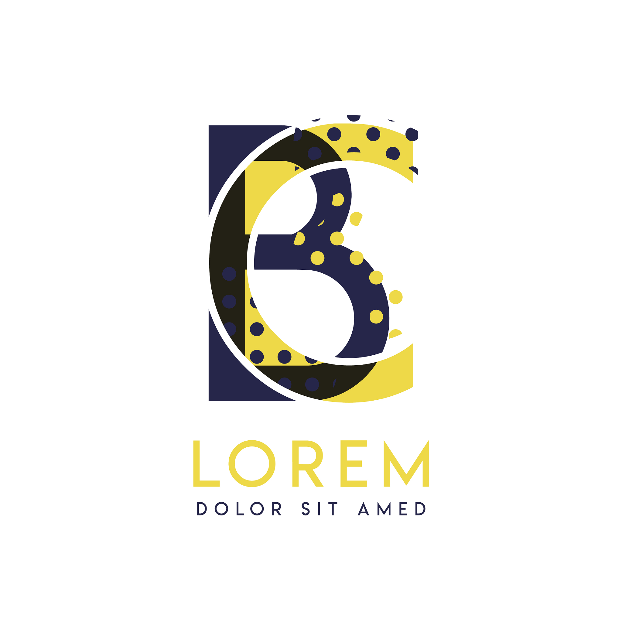 bc simple logo design with yellow and purple