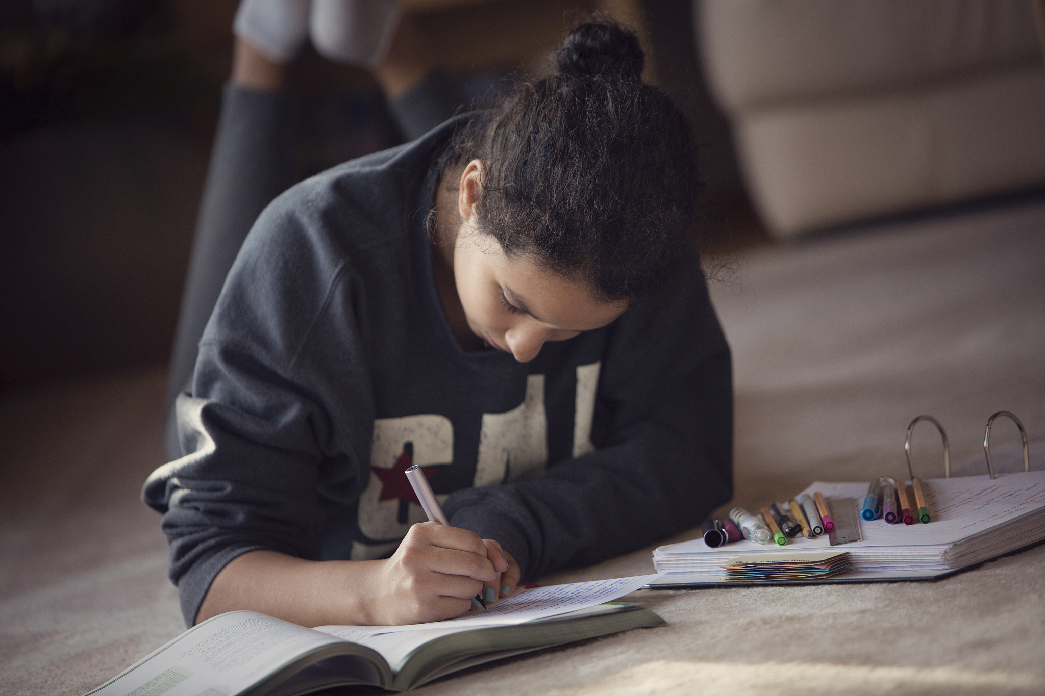 teenager doing homework