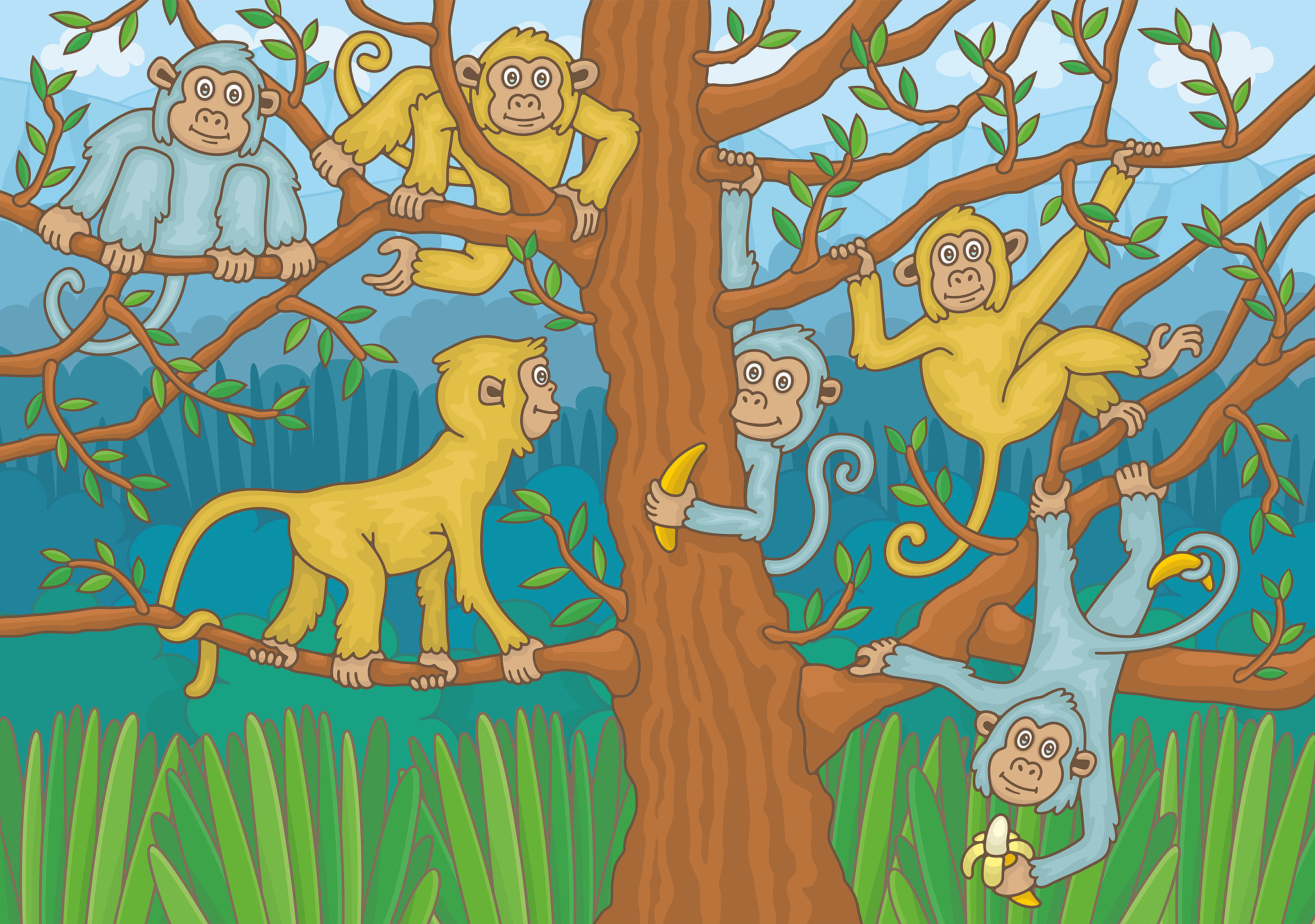 Lion Roars as Monkeys Throw Bananas