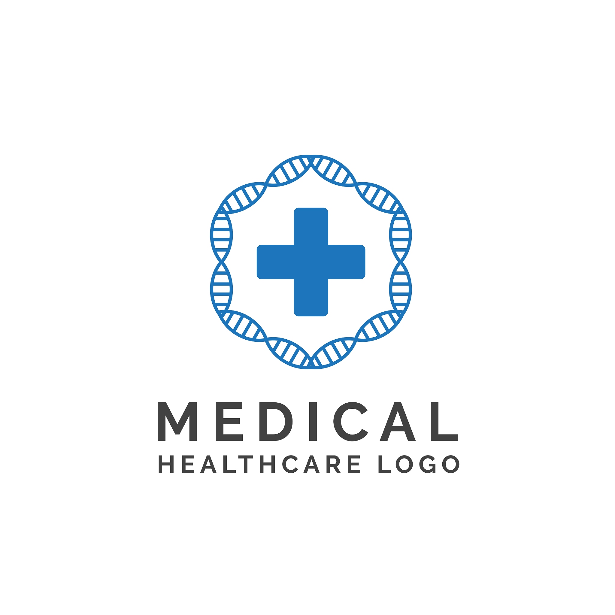 crosshealth medical logo design with circle helix frames