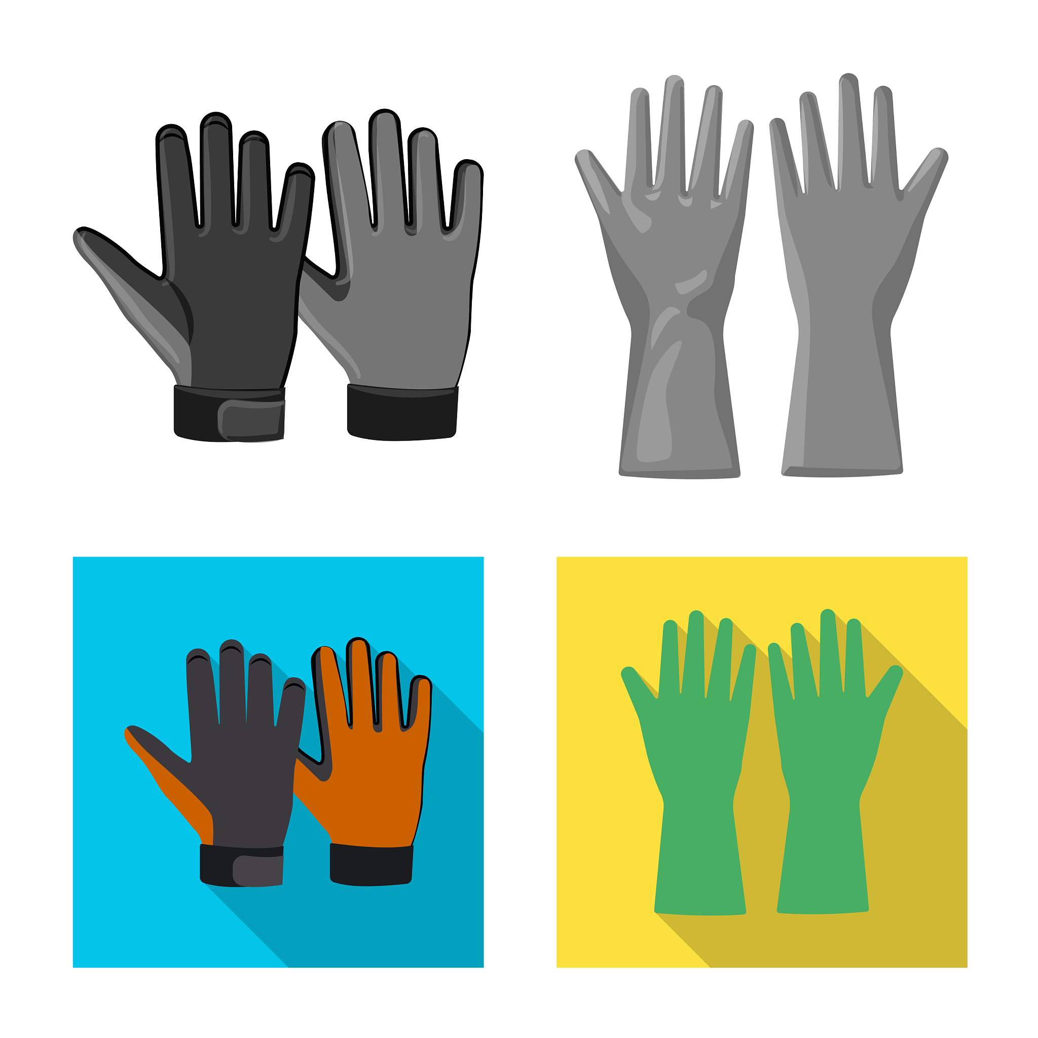 isolated object of glove and winter symbol set of