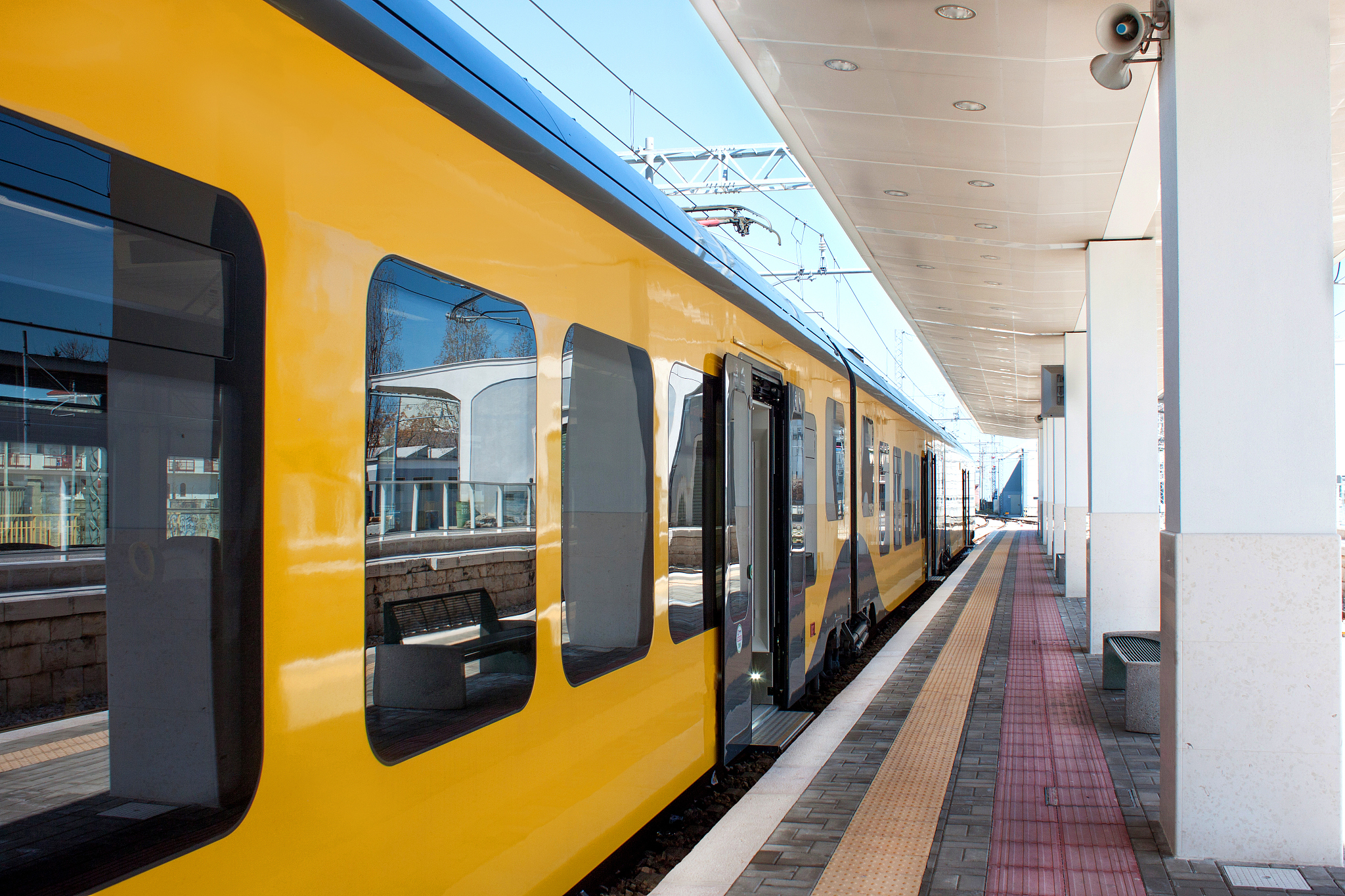 modern train on the platform