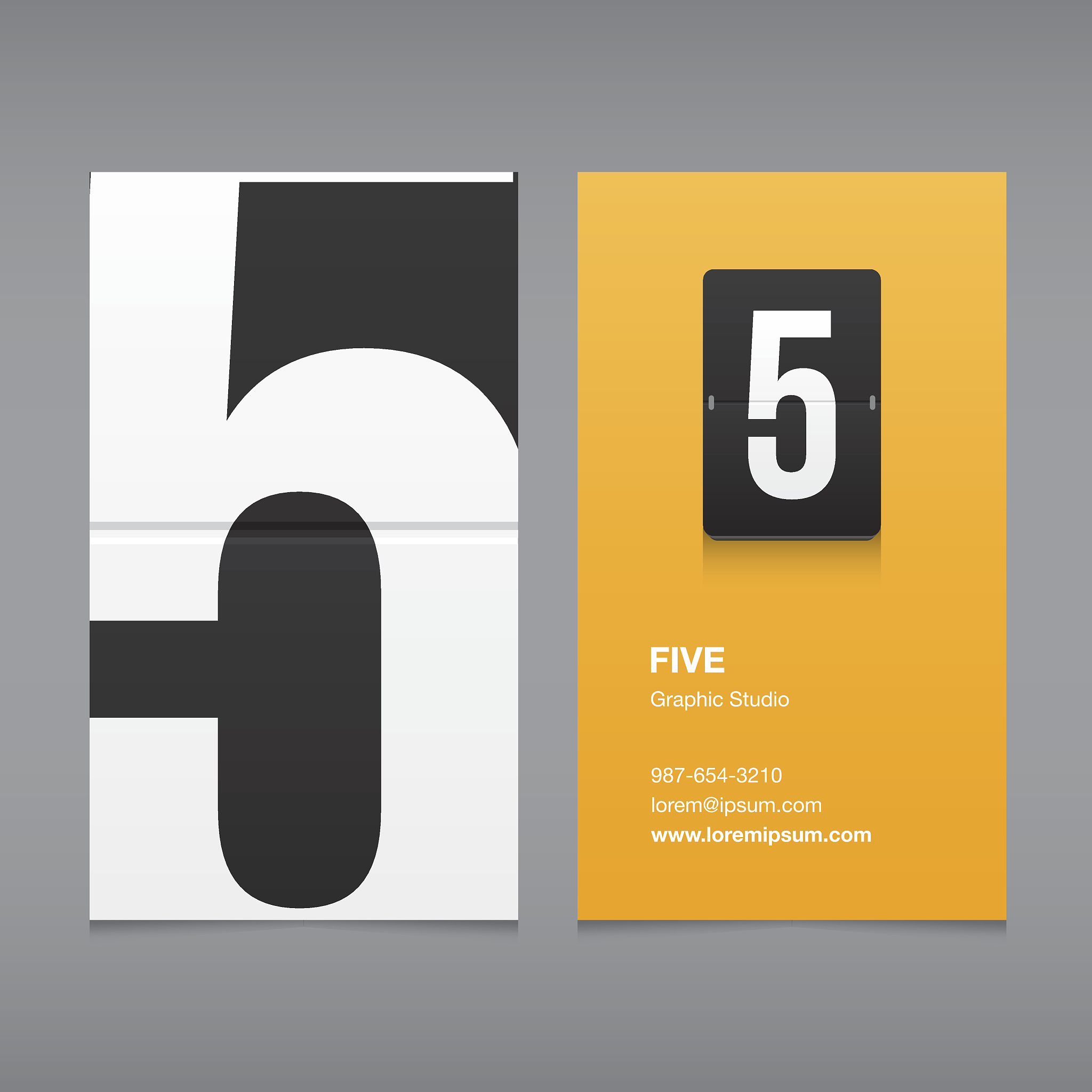 business card with a number logo, numeral five.
