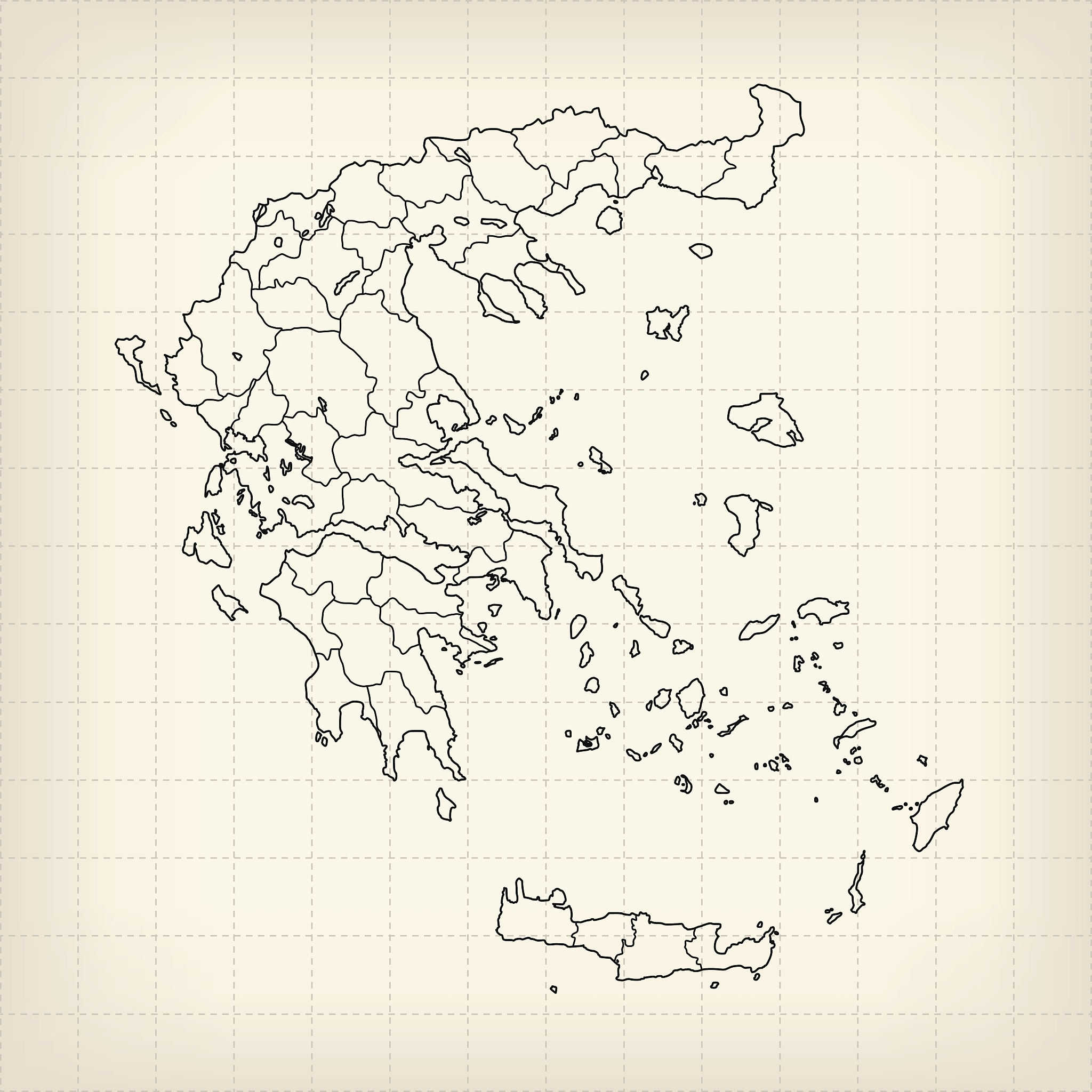 greece sketched map on grid