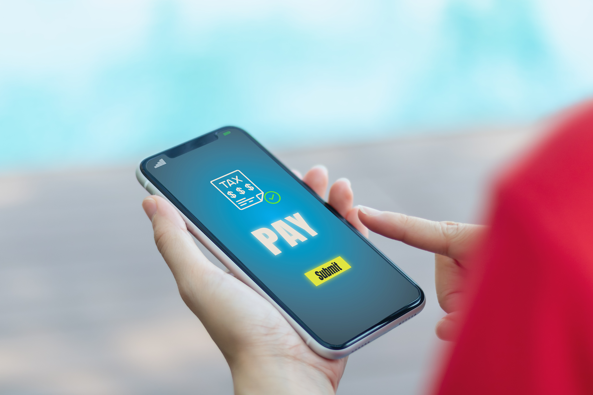 mobile payment by using internet mobile banking concept, girl tr