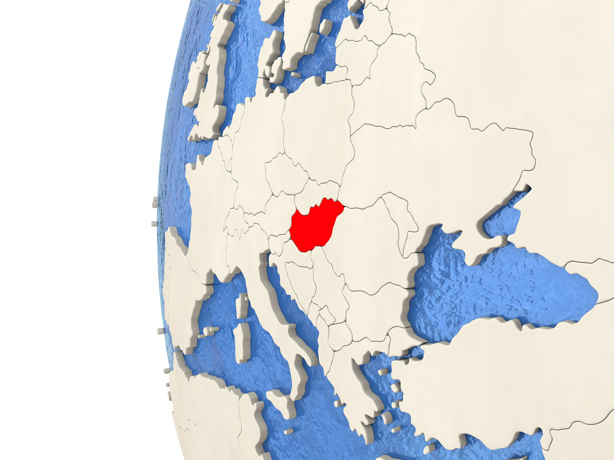 hungary on 3d globe