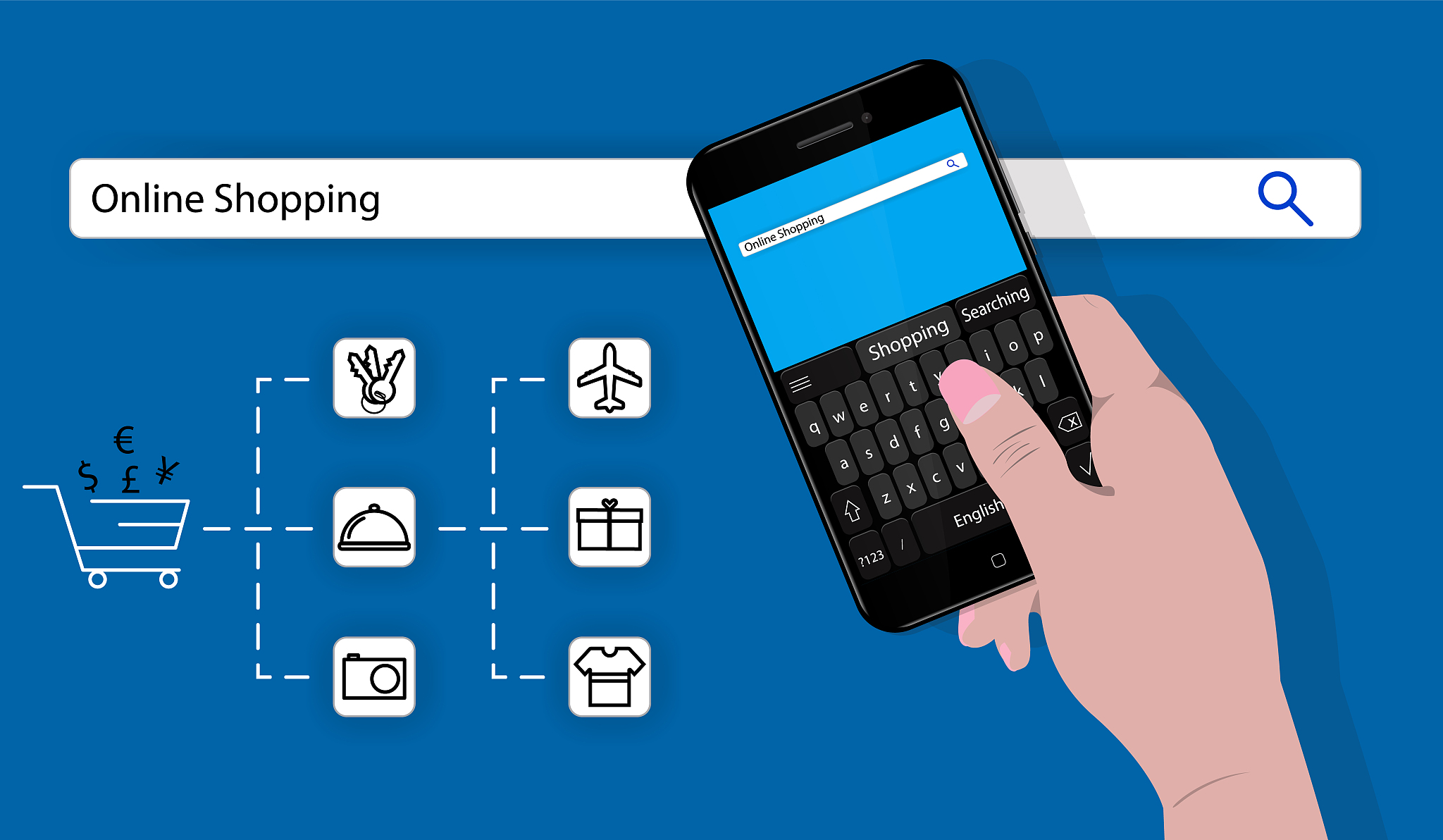 web search for online shopping by smartphone concept