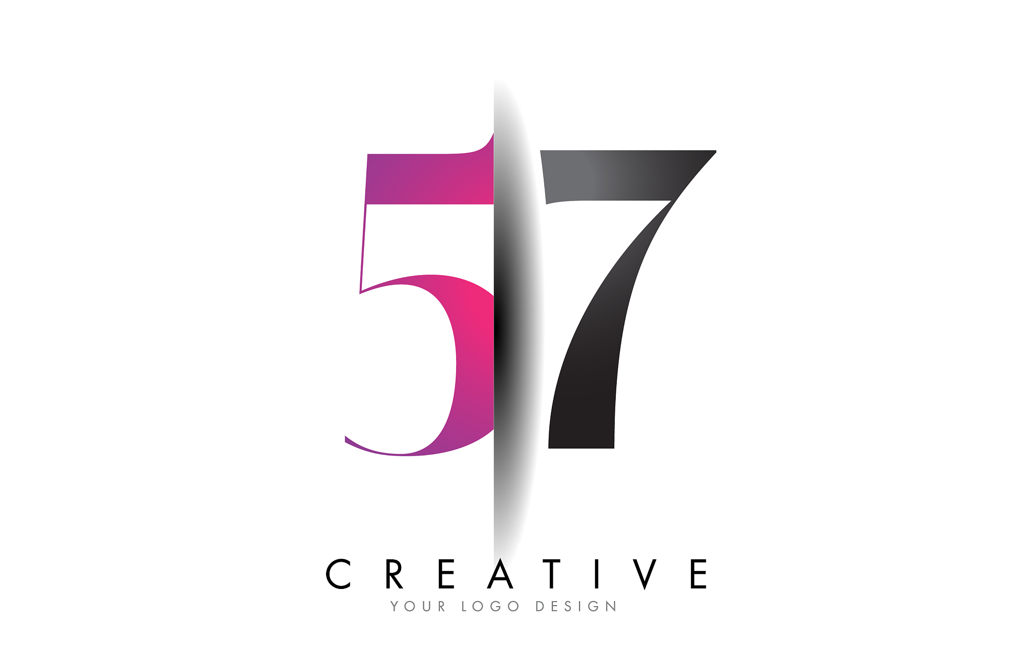 57 5 7 grey and pink number logo with creative