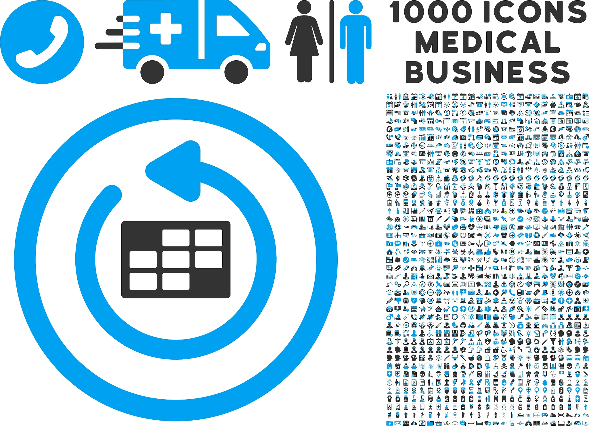 refresh calendar icon with 1000 medical business