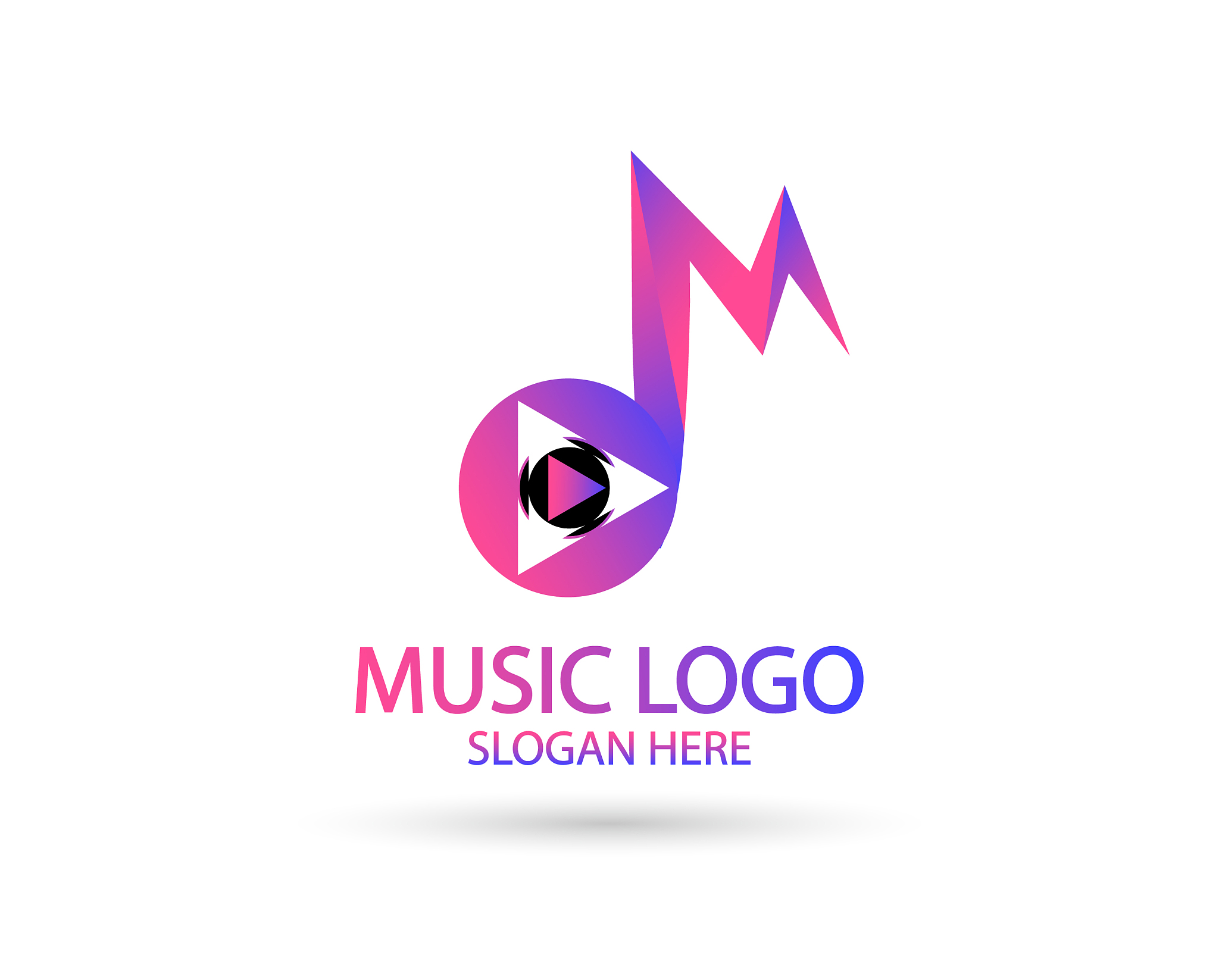 music logo template musical note and vinyl record
