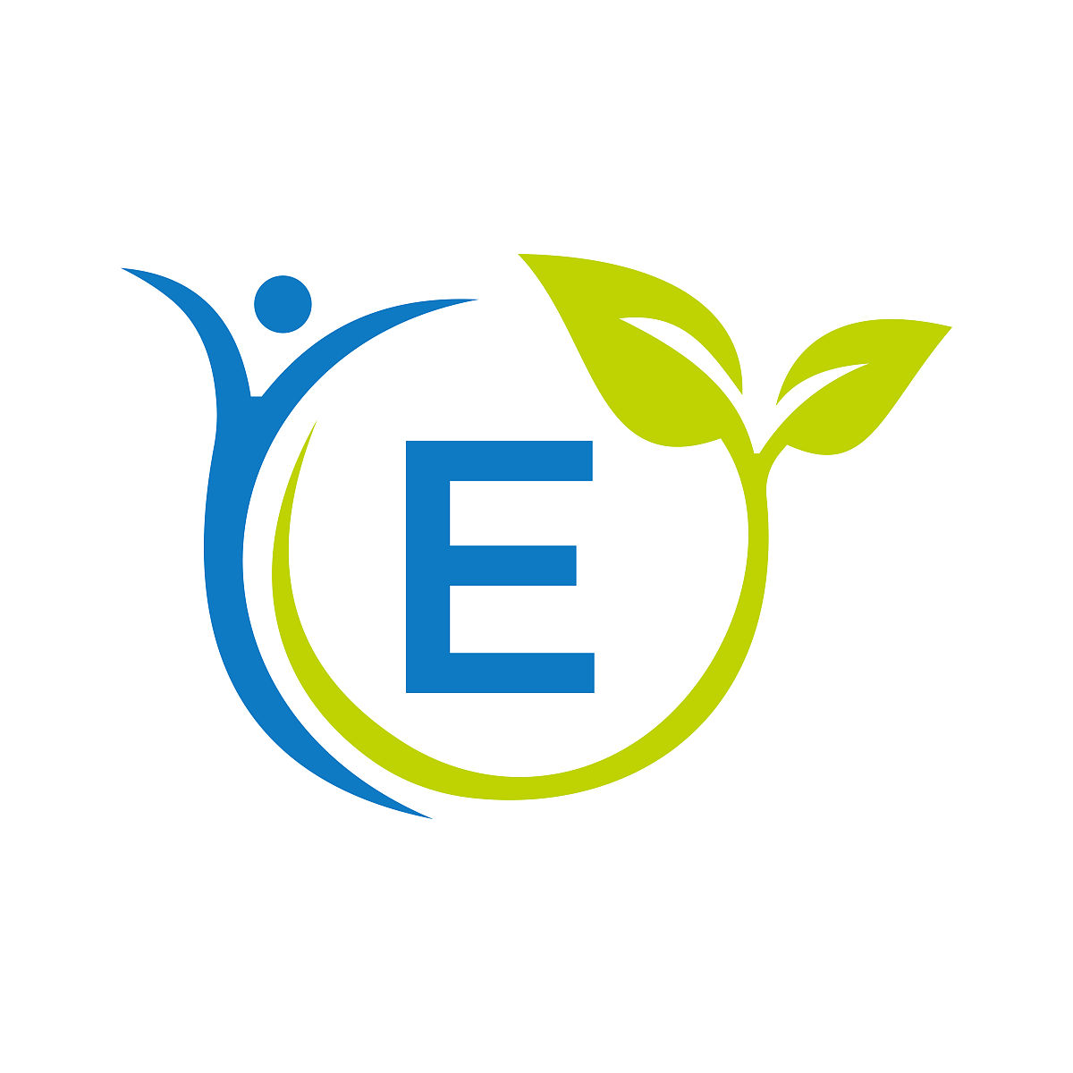 字母e保健标志设计.医疗标识模板.生物,健身,人体健康标志上的字母e矢