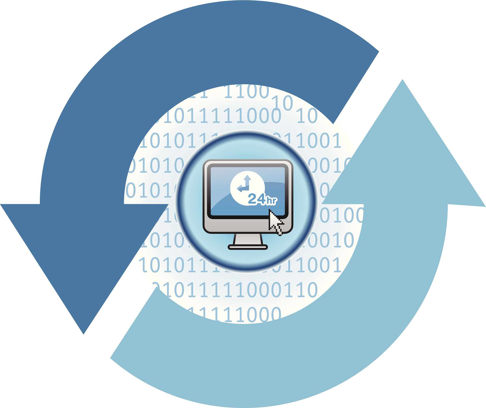 computer it support icon with refresh arrows
