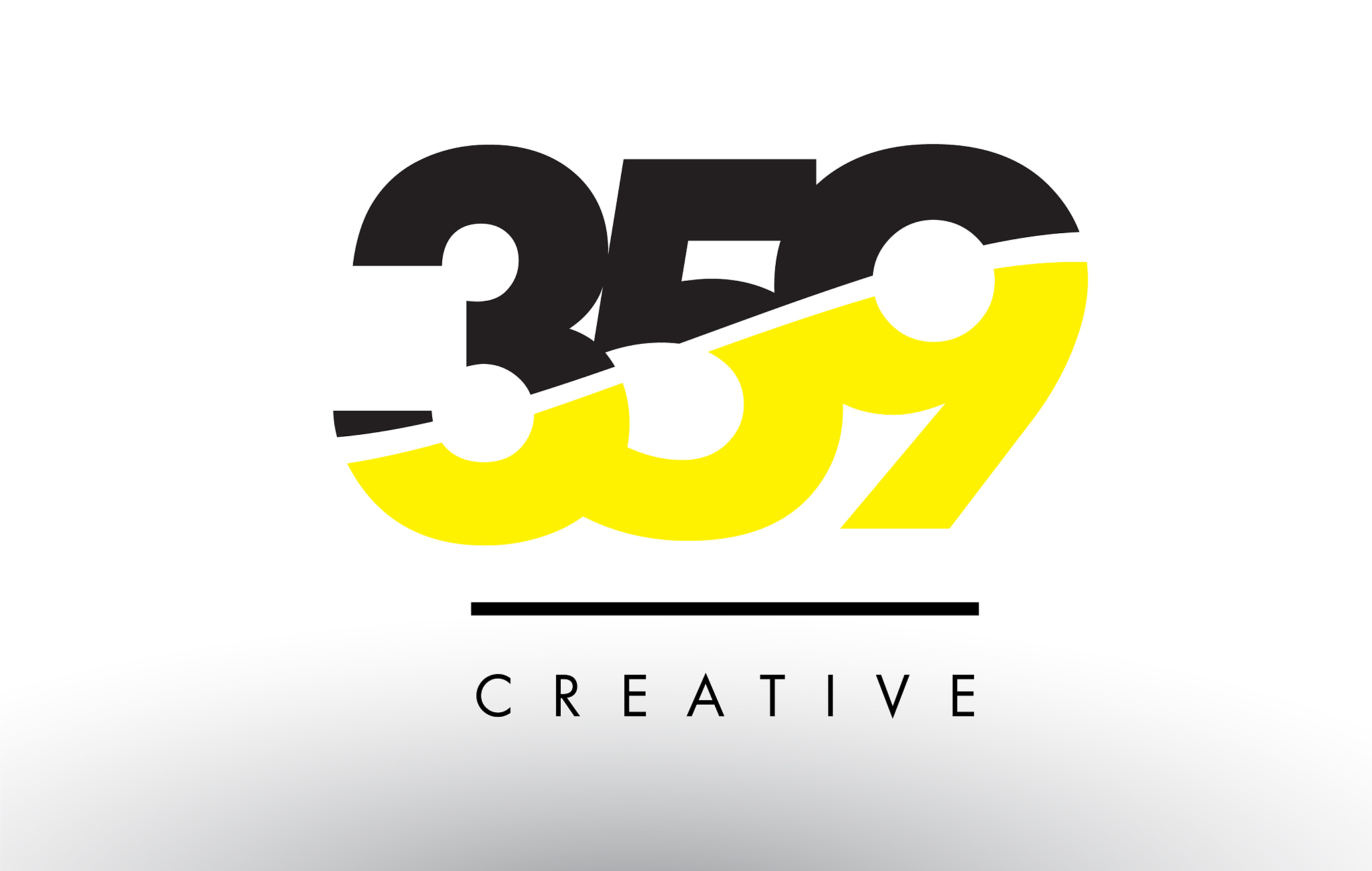 359 black and yellow number logo design