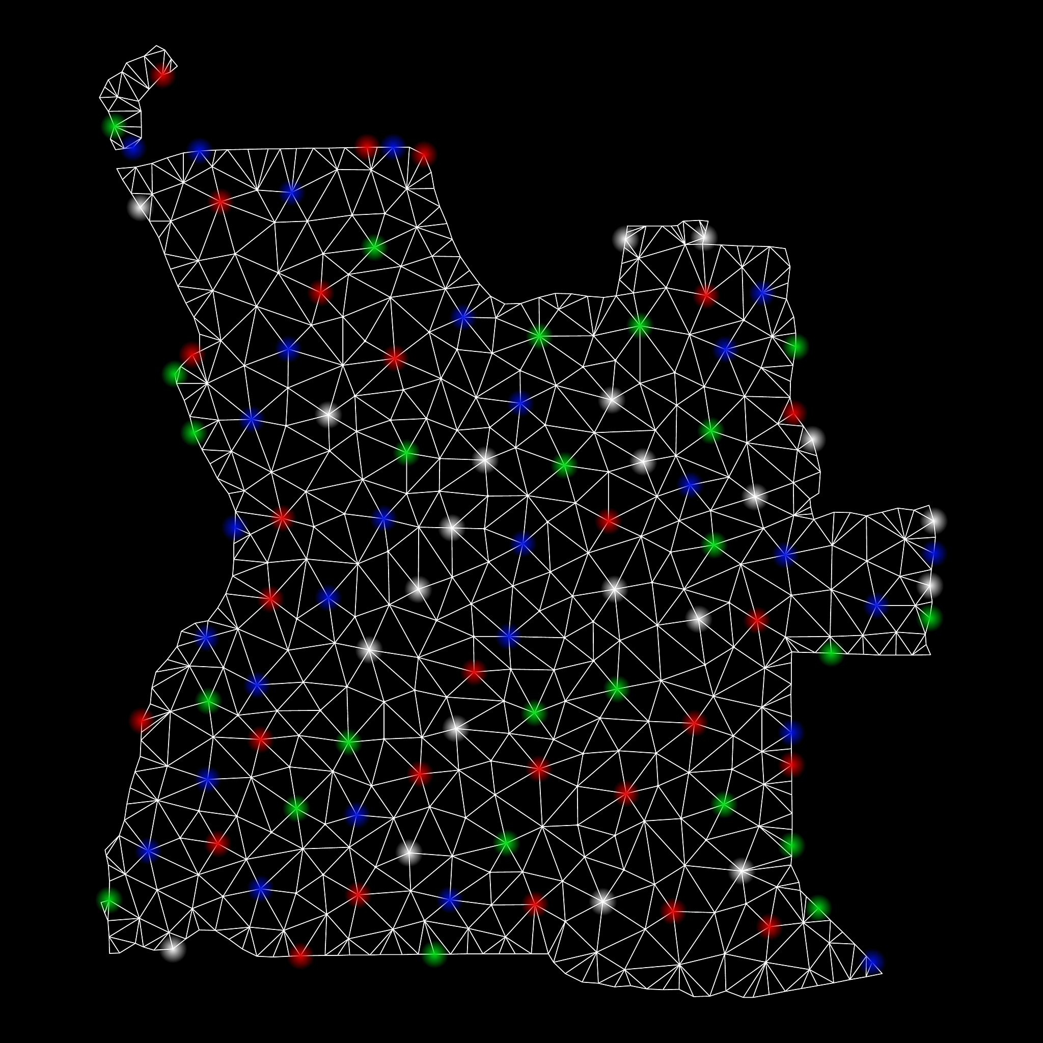 bright mesh 2d angola map with light spots