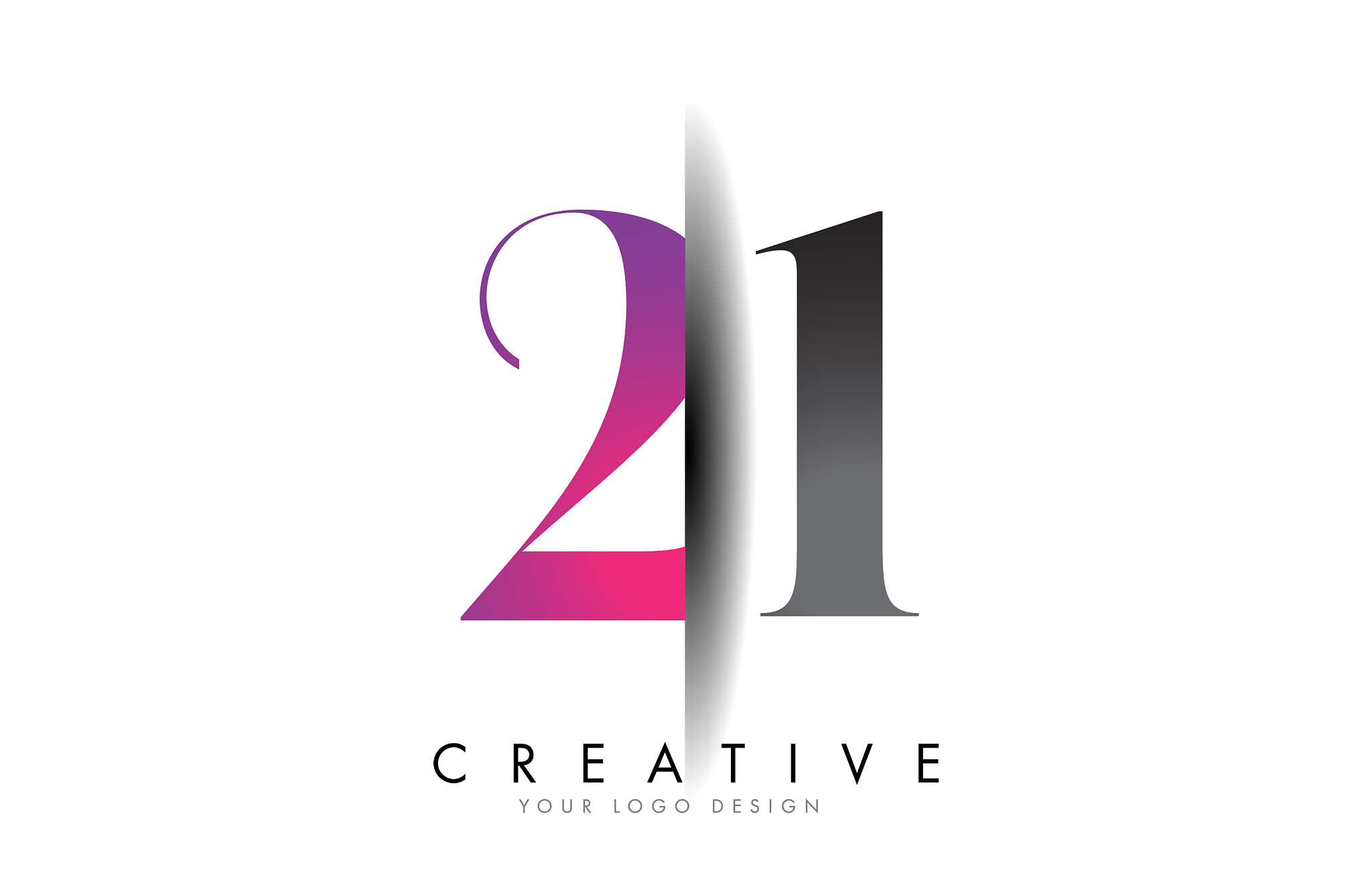 21 2 1 number logo with creative shadow cut design