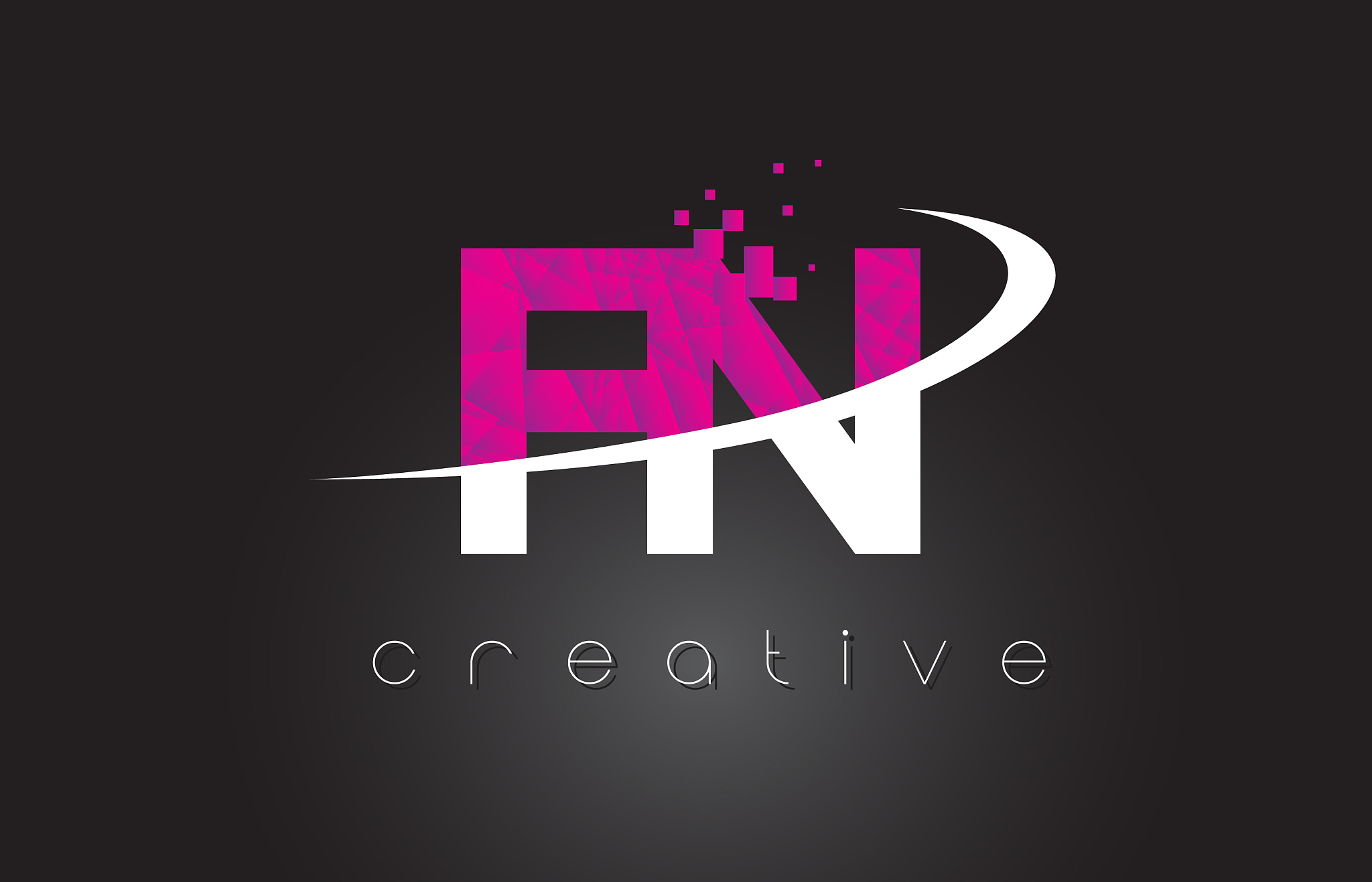 fn f n creative letters design with white pink