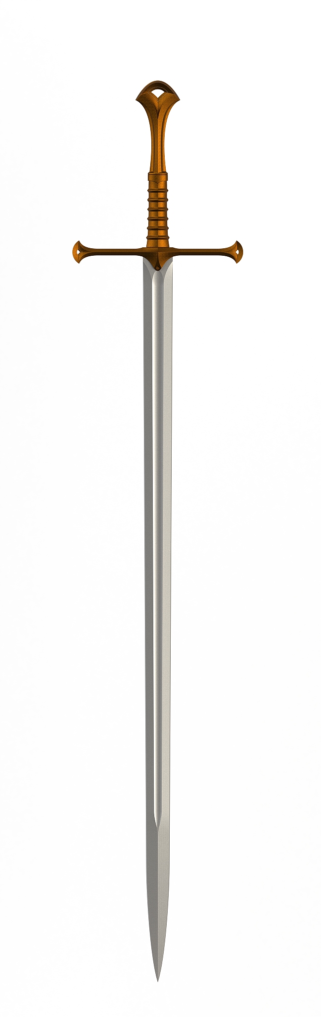 sword displayed by vertical, isolated on white background, 3d re