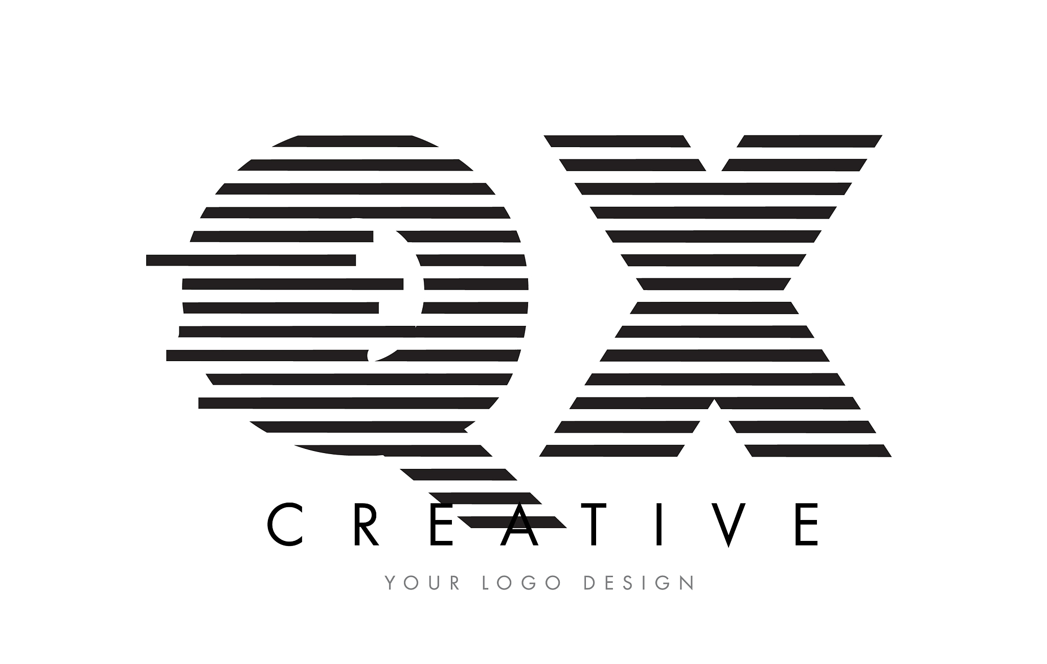 qx q x zebra letter logo design with black and