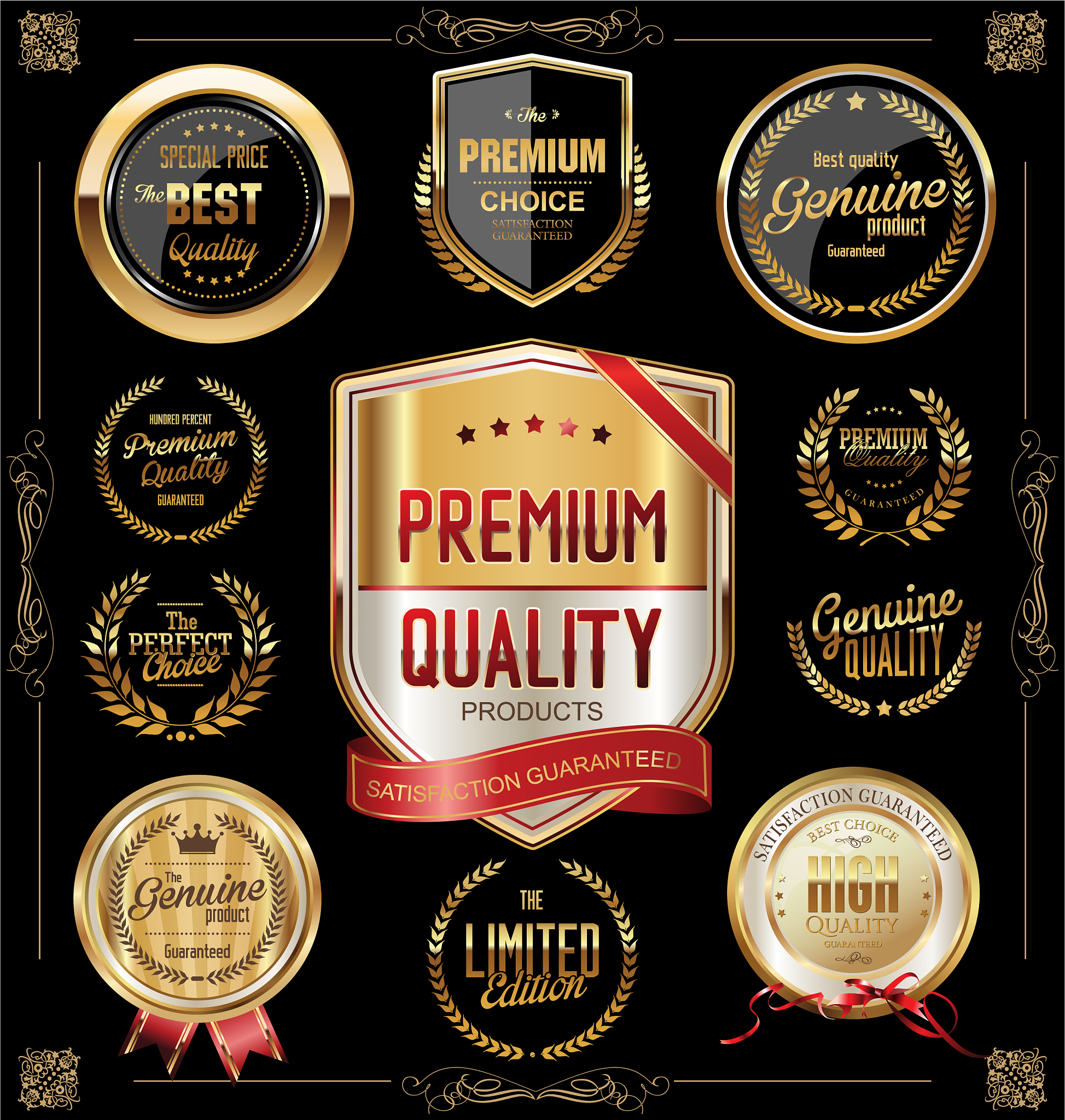 quality golden badges and labels collection