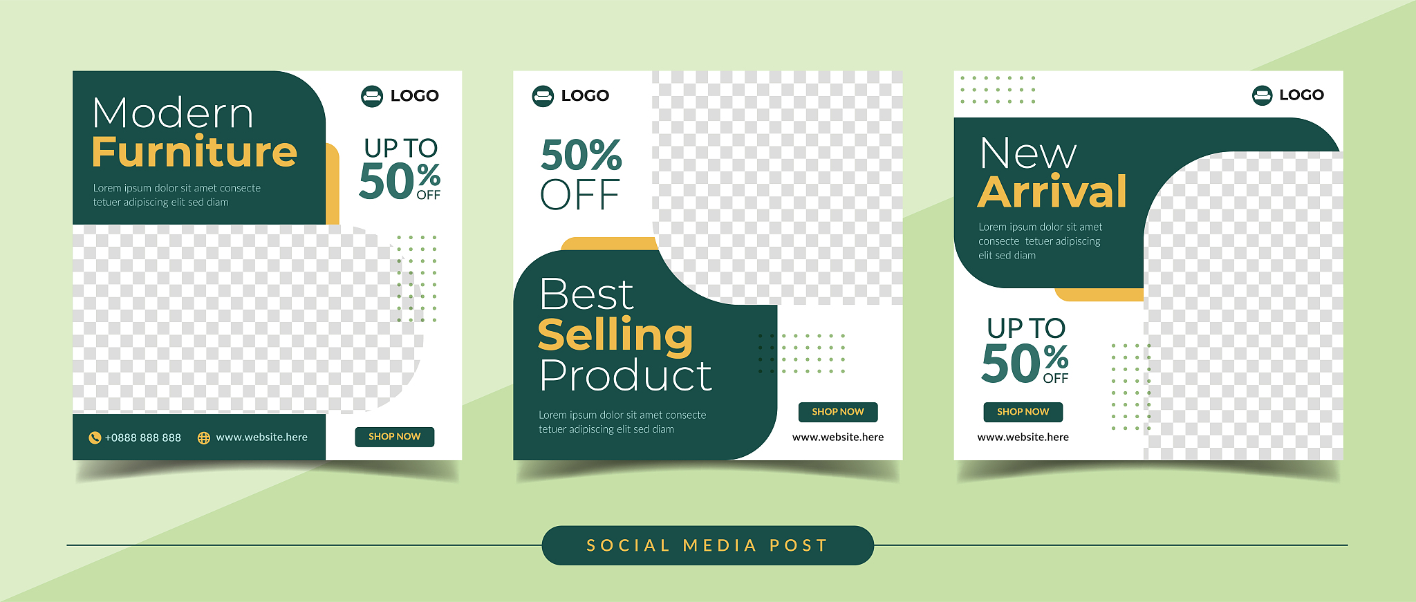 modern furniture sale square banner for social media post templa