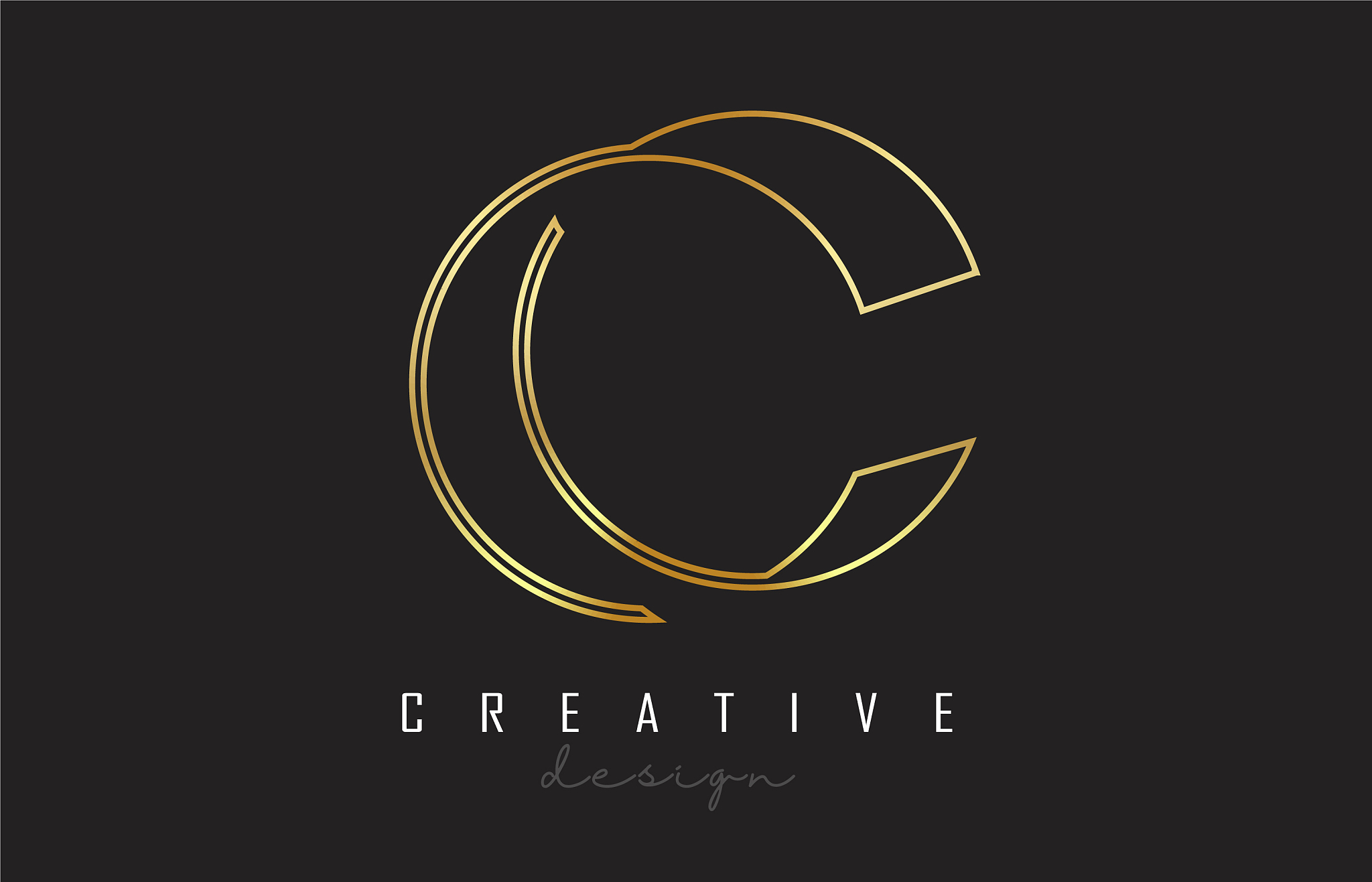 golden c letter logo with monogram design