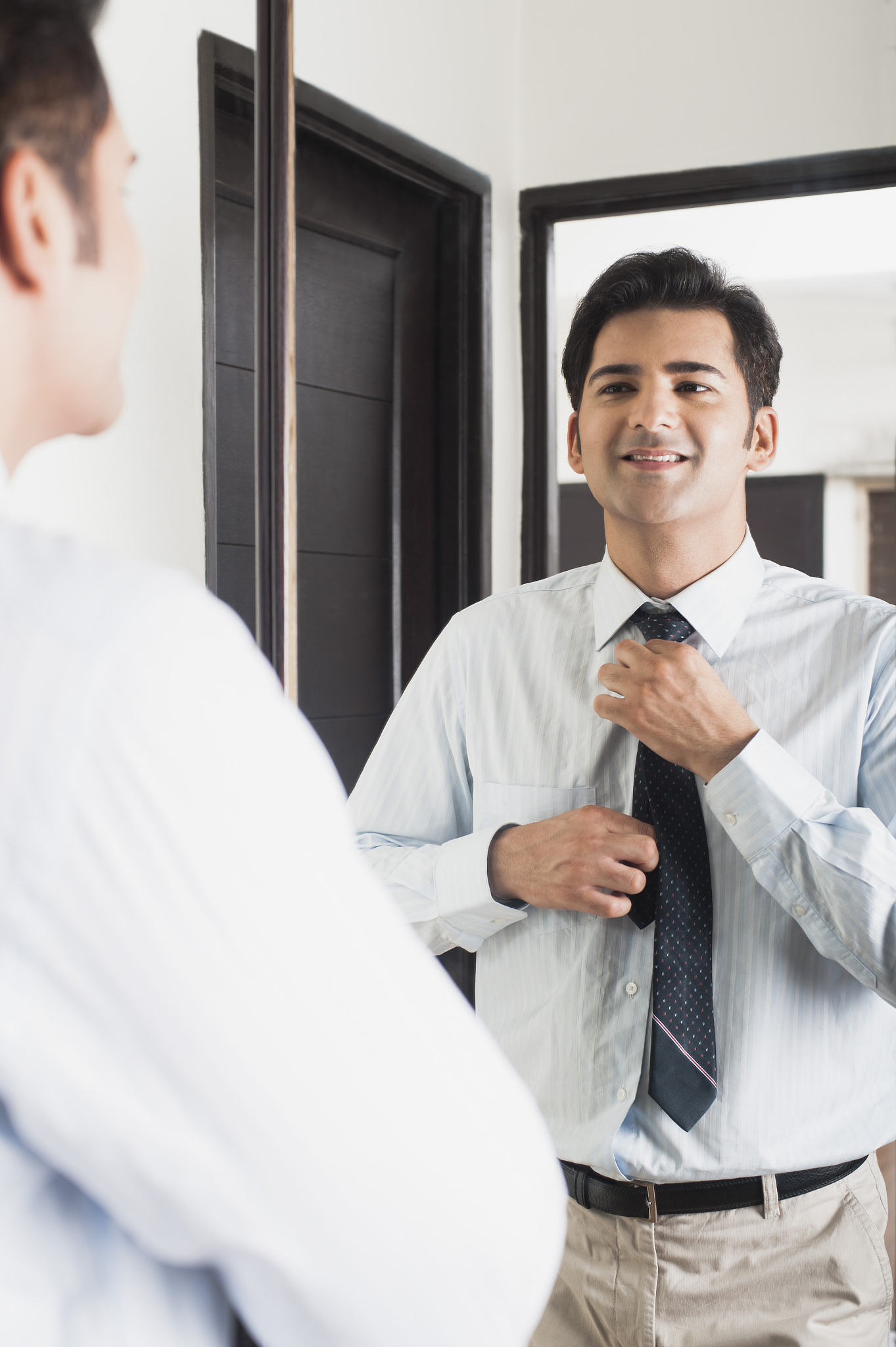 businessman getting ready for office