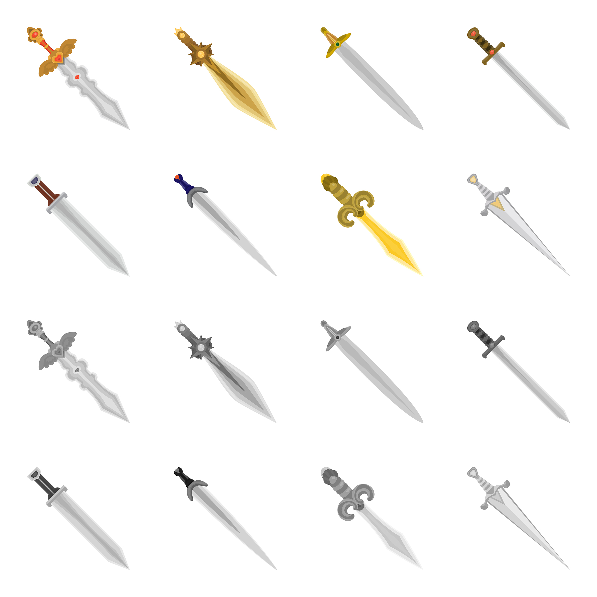 game and armor icon set of