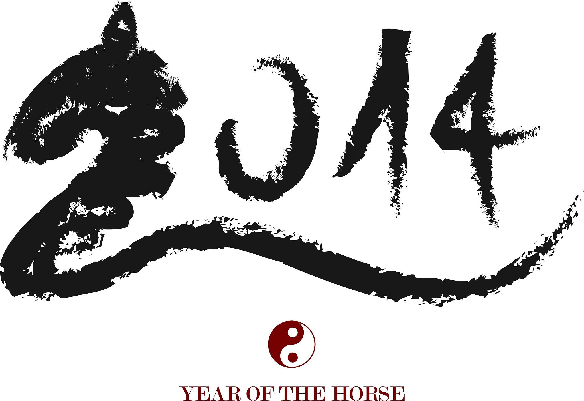 chinese new year of the horse brush composition.