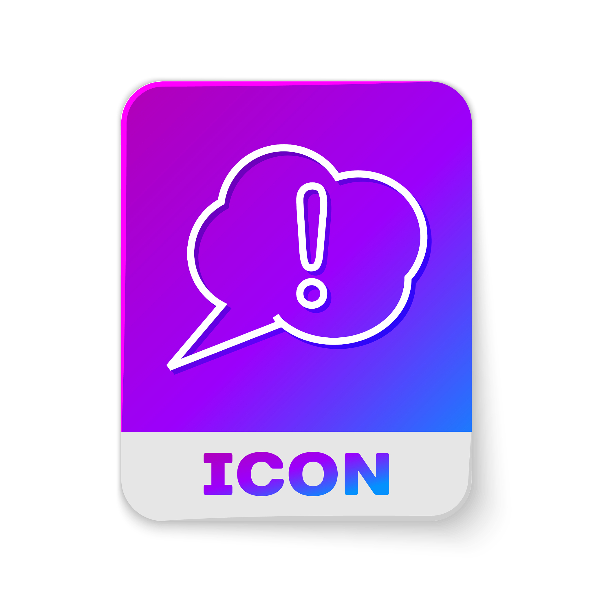 white line speech bubble and exclamation icon