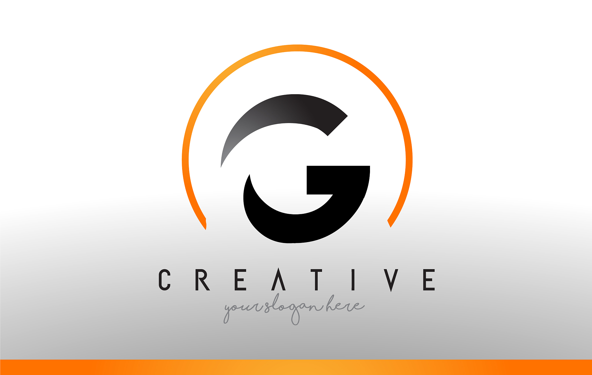 g letter logo design with black orange color cool
