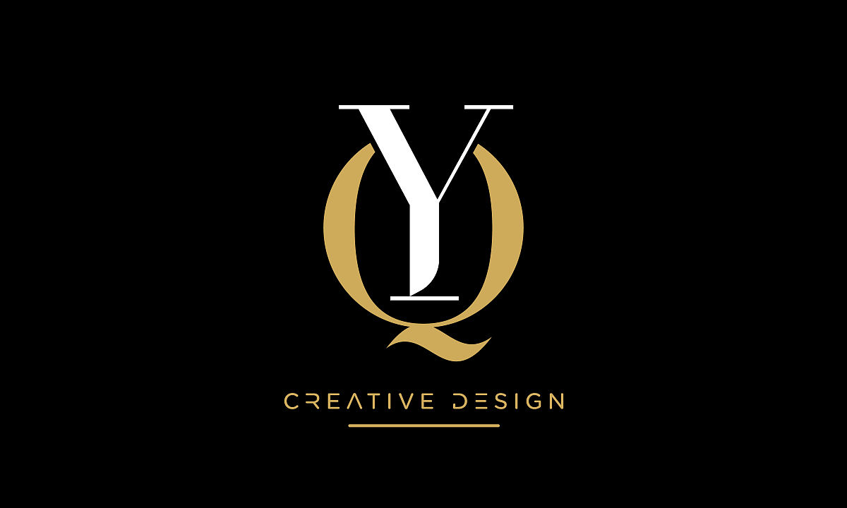 qy, yq字母字母抽象奢侈标志图标组合