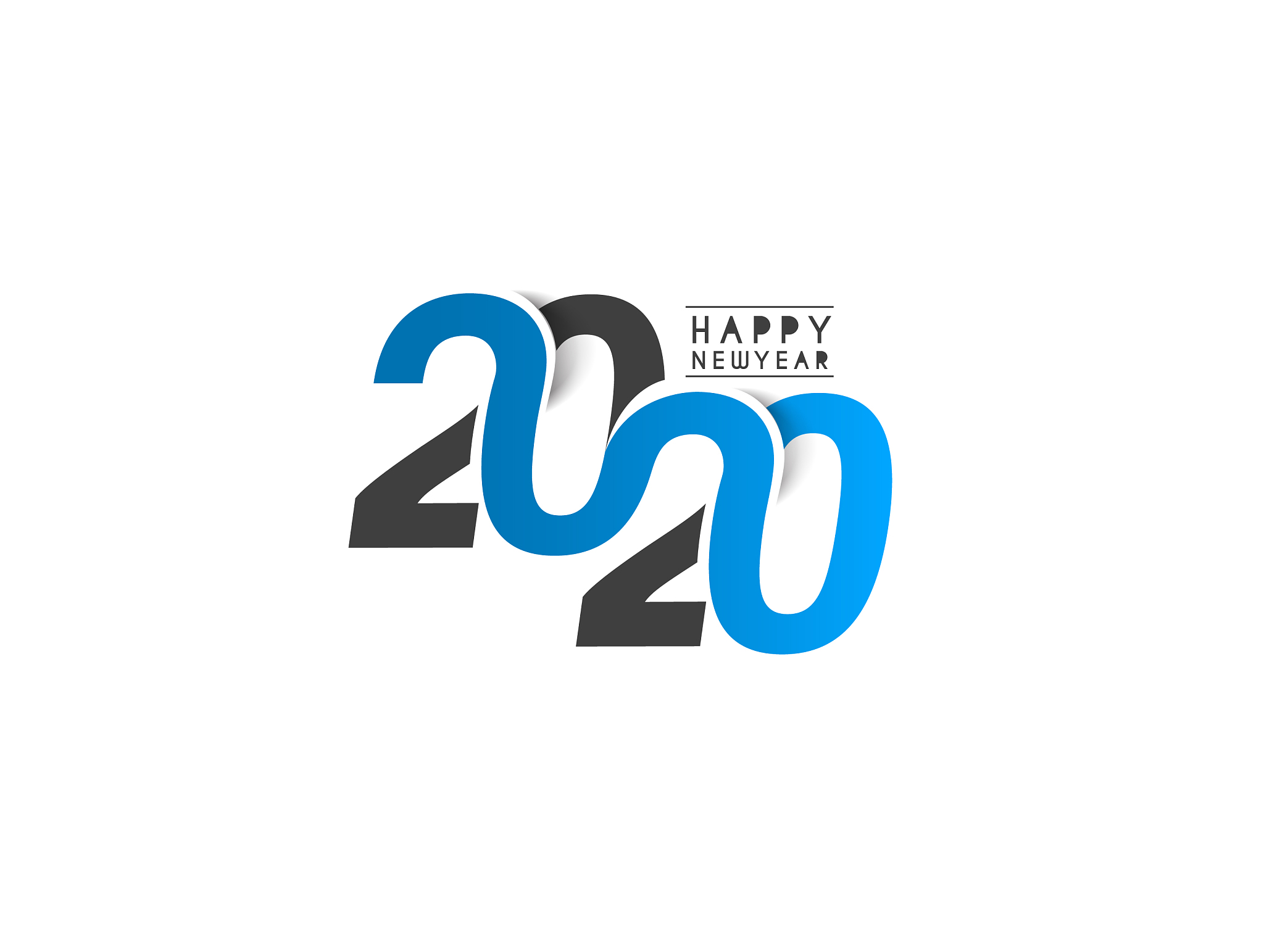 happy new year 2020 text typography design patter