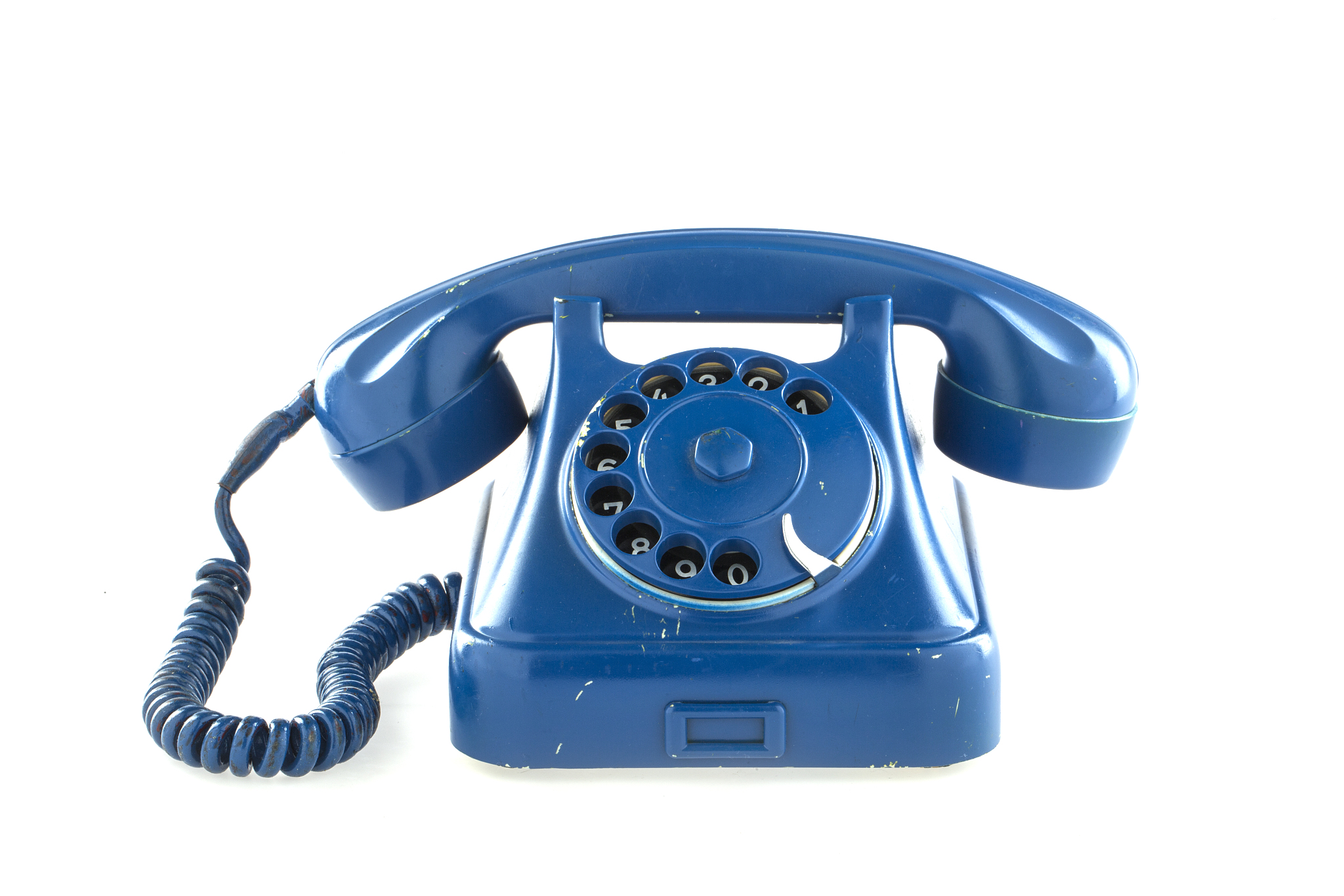 blue retro styled telephone front view