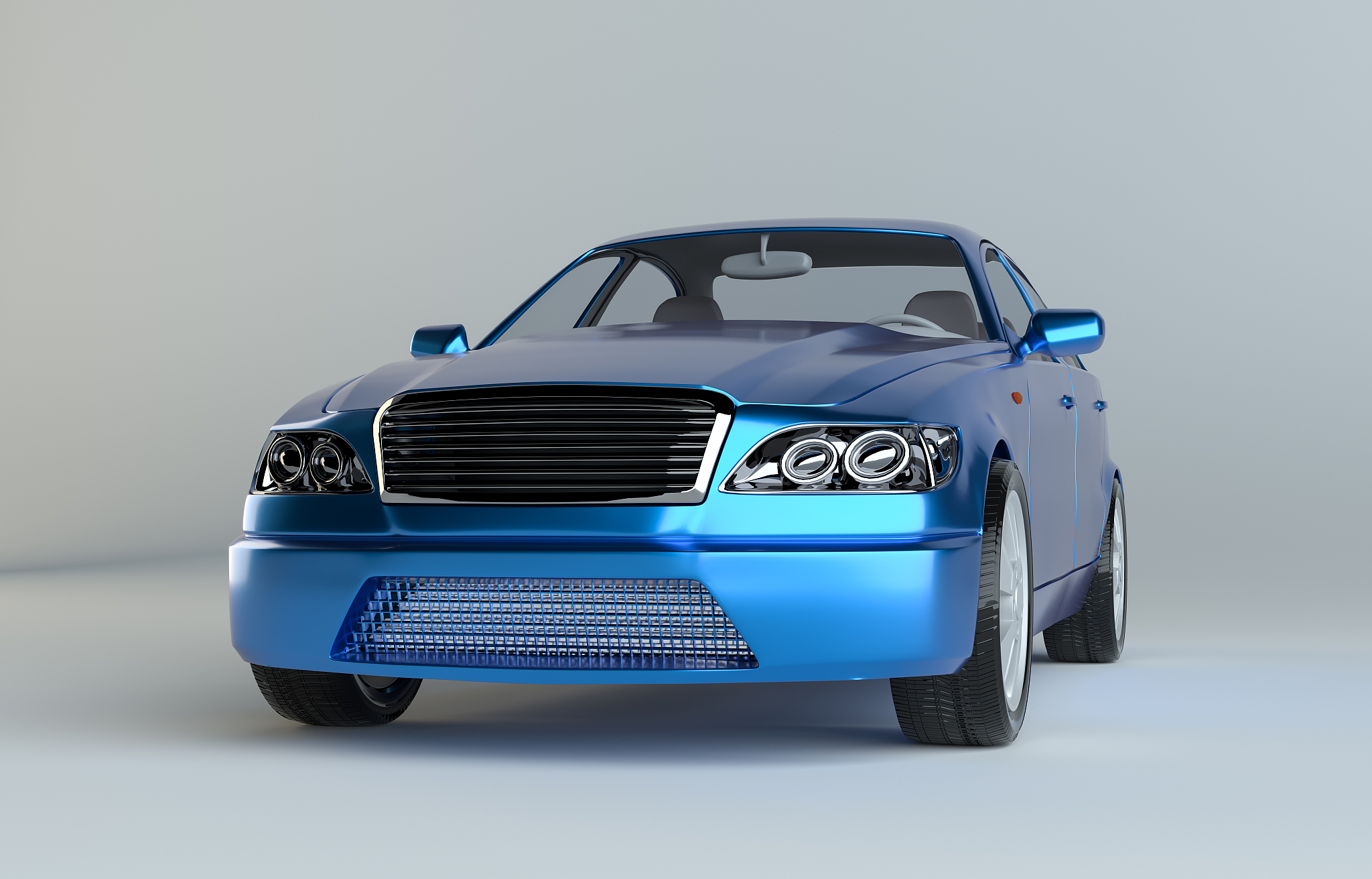 blue luxury dream sports car in studio