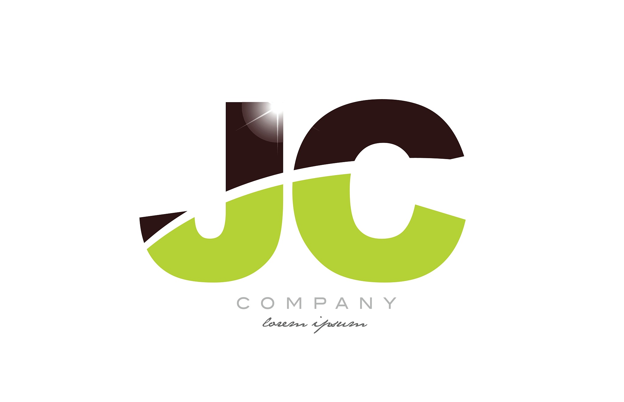 letter jc j c alphabet combination in green and brown color for
