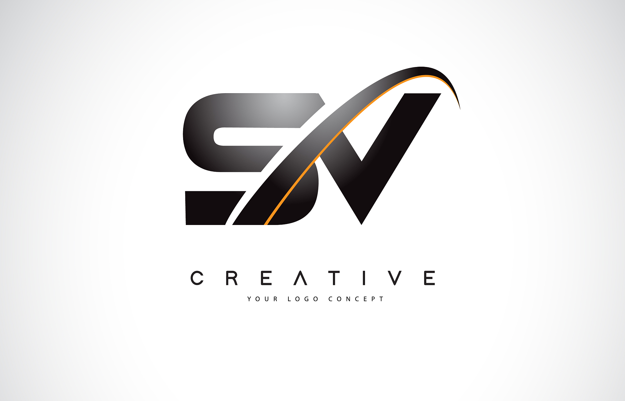sv s v swoosh letter logo design with modern