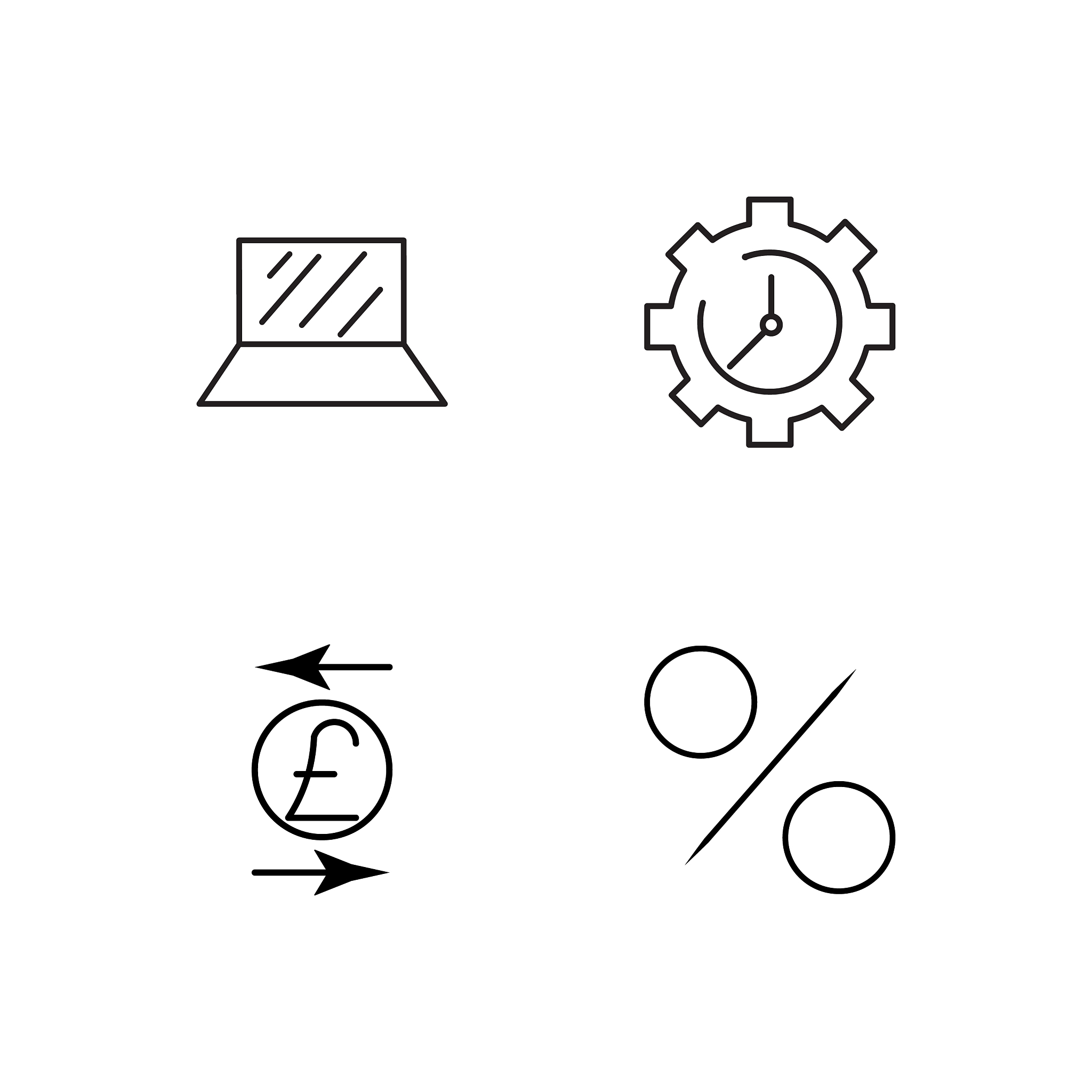 business simple outlined icons set