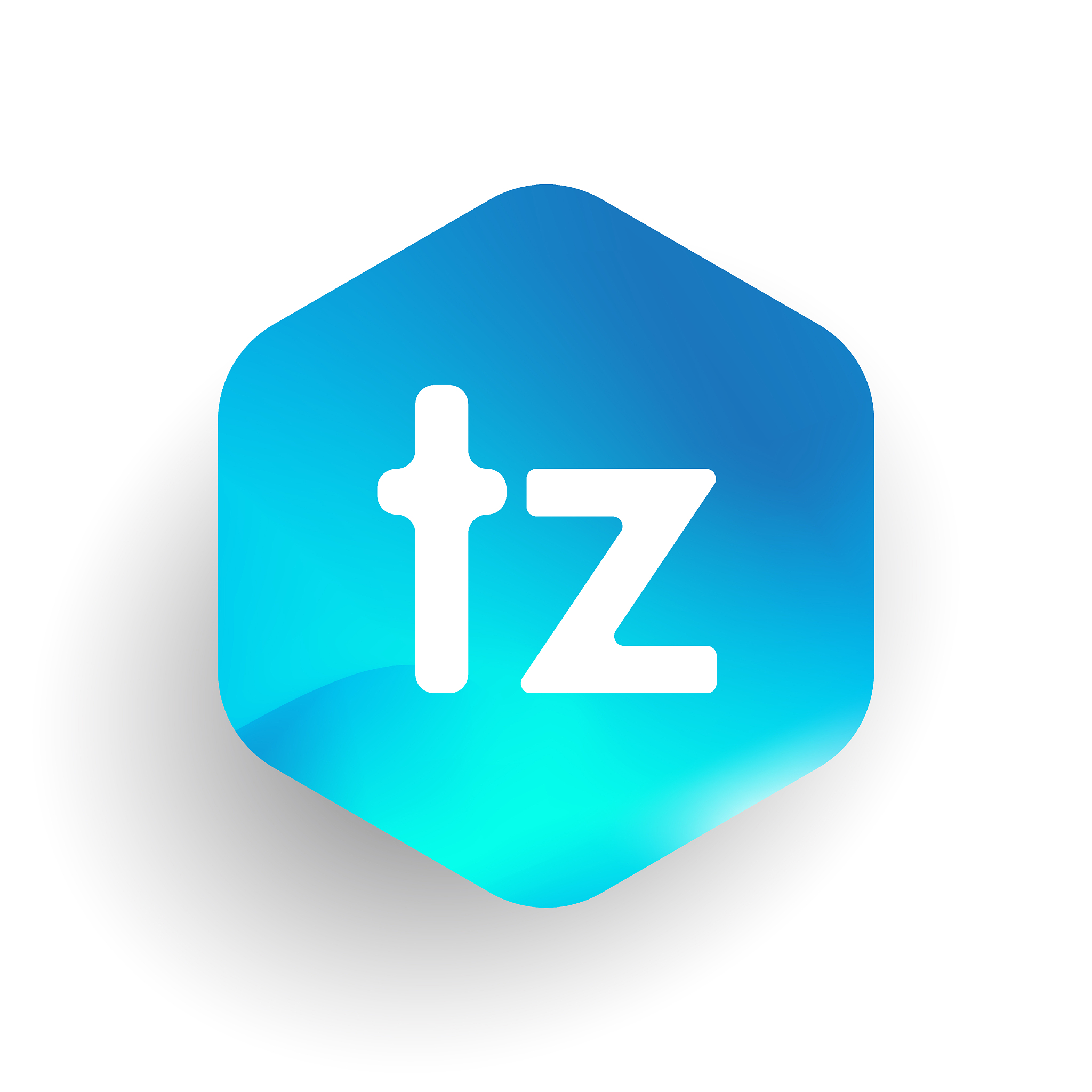 logotype in hexagon shape and colorful background