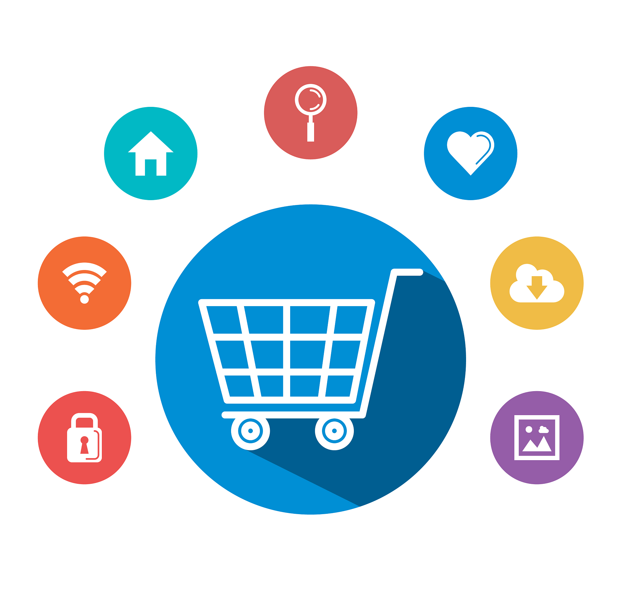 shopping cart social media commerce online concept