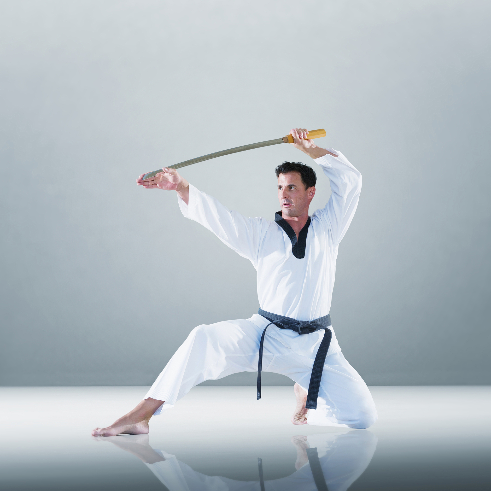 caucasian man practicing martial arts