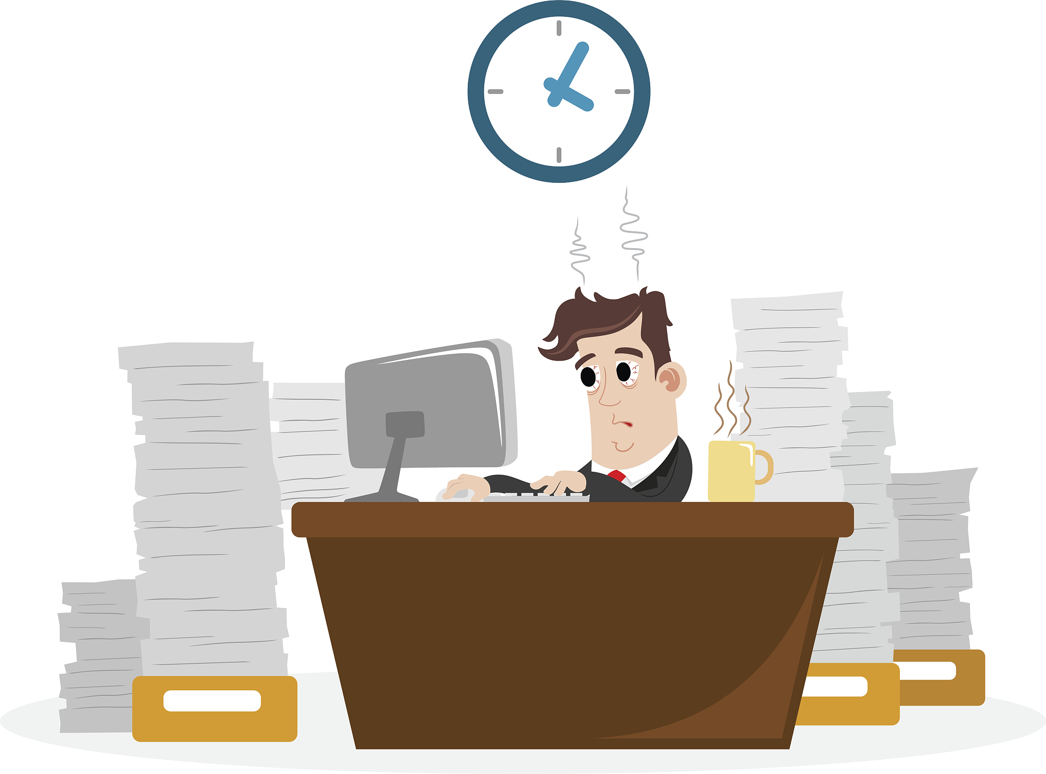 businessman with a lot of work